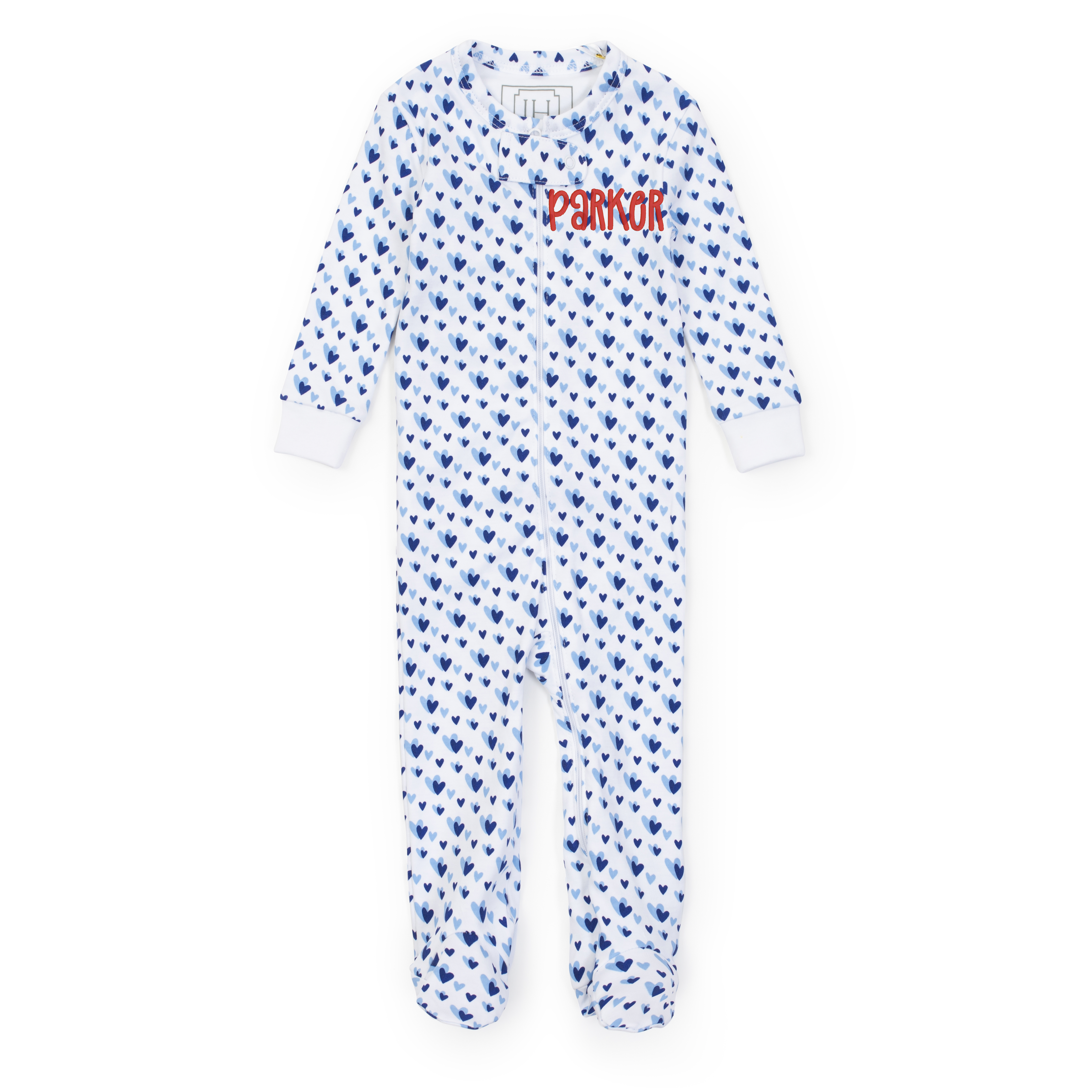 Parker Boys' Zipper Pajama - Heart to Heart Blue