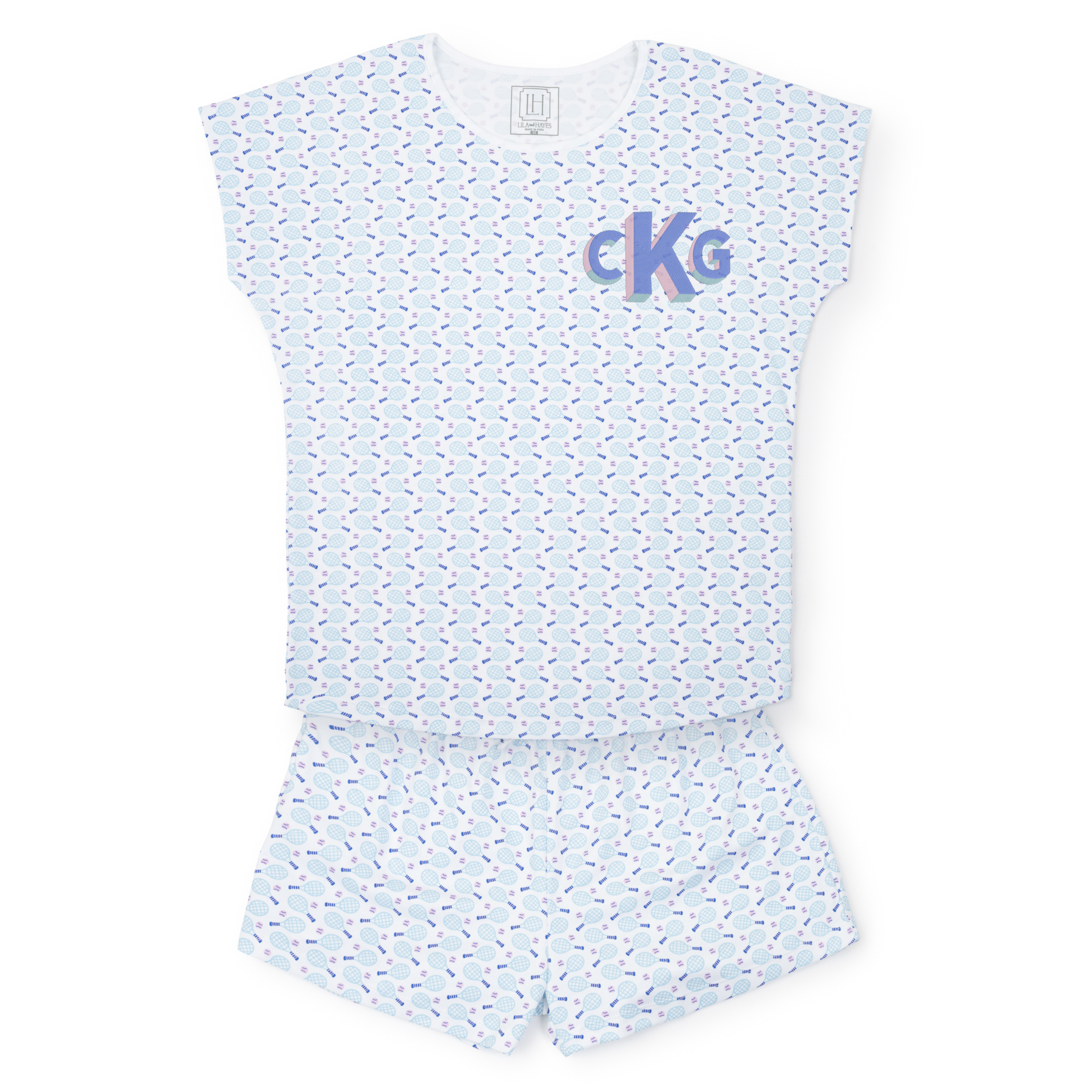 Riley Women's Pajama Short Set - Tennis Match Pink