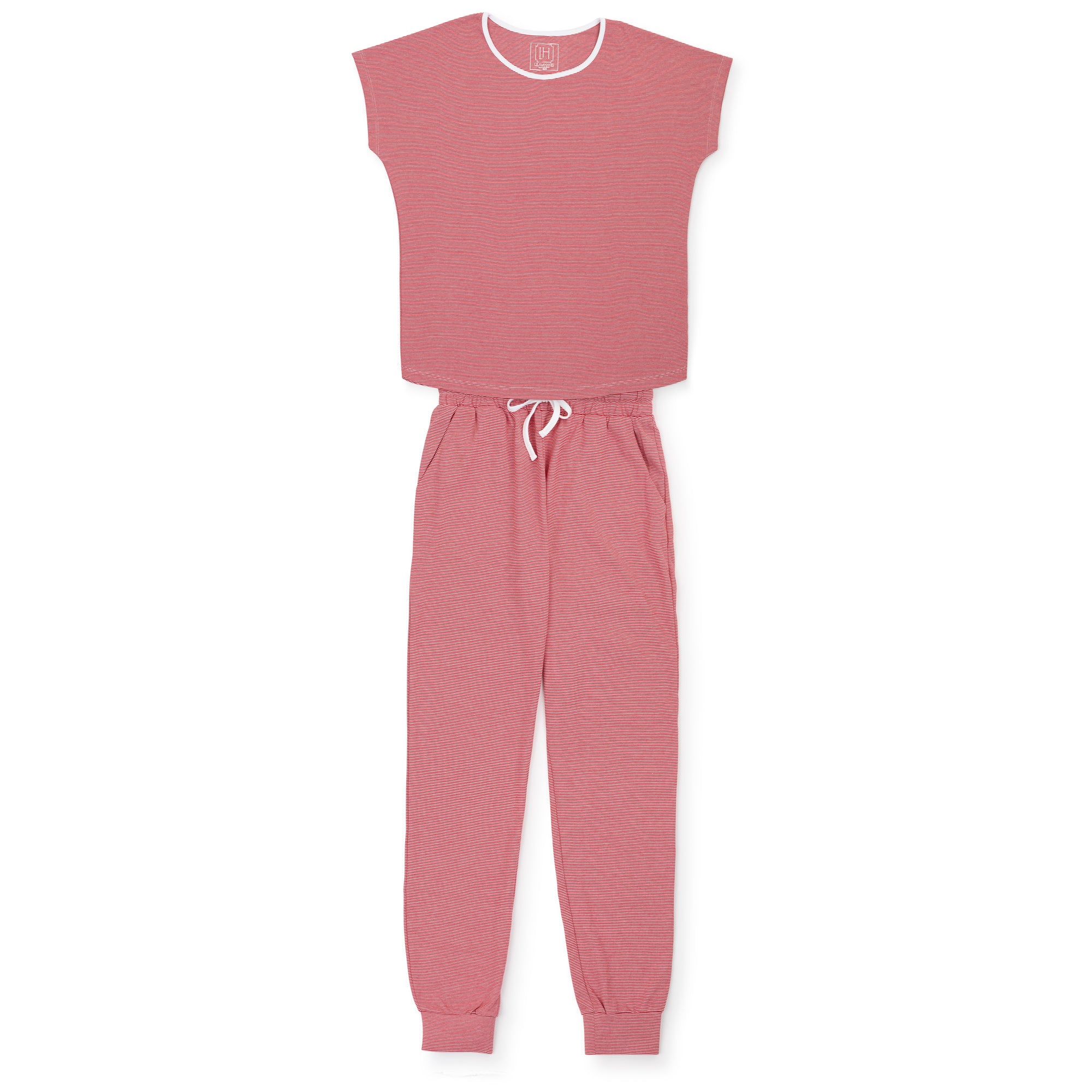 Melanie Women's Pajama Jogger Pant Set - Red Stripes