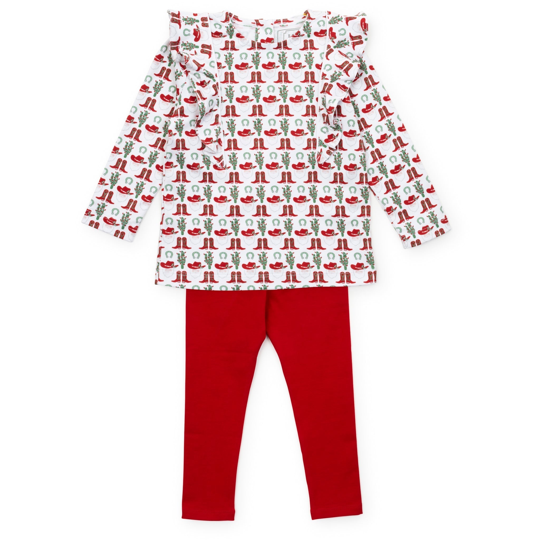 Olive Set Girls' Legging Set - Cowboy Christmas