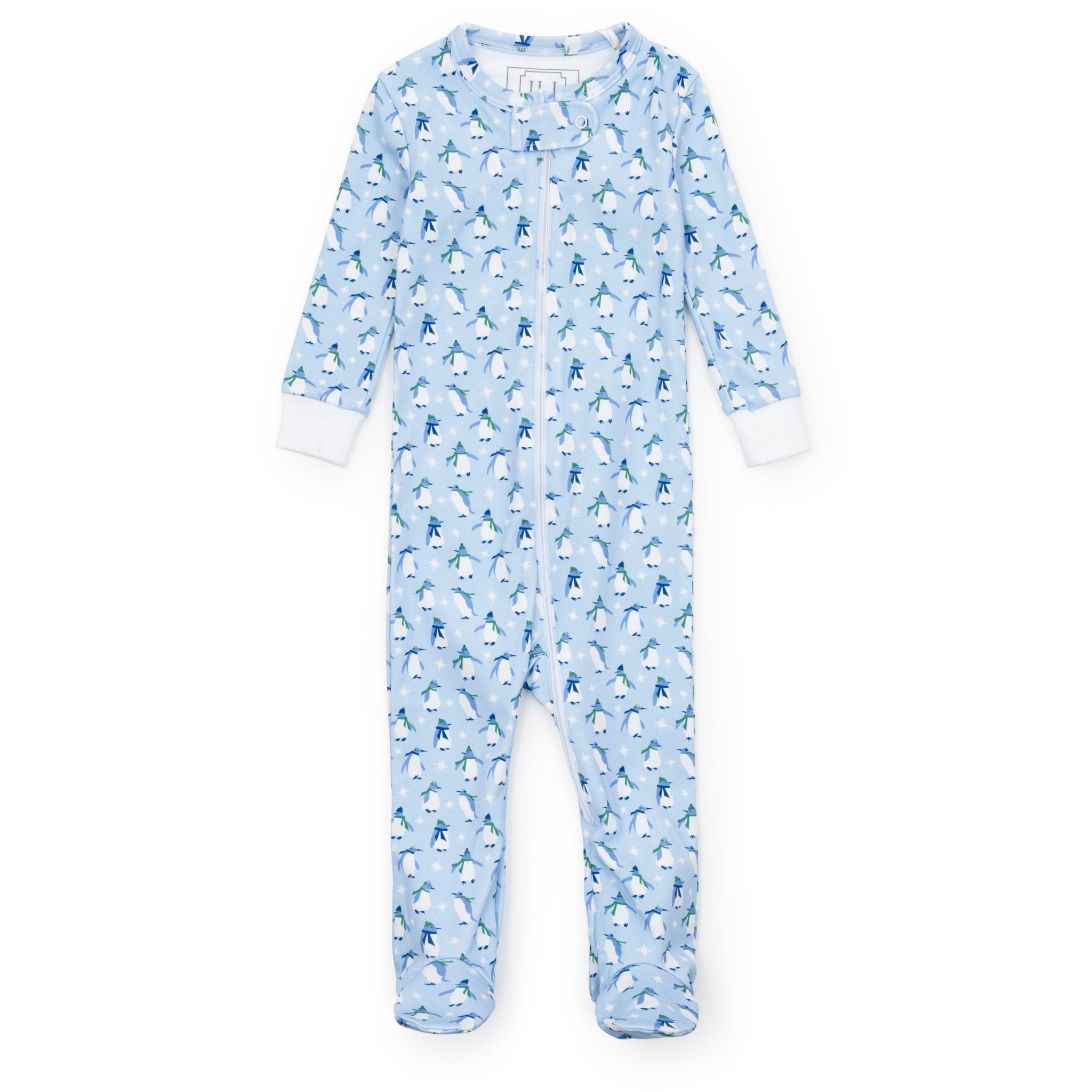 Parker Boys' Zipper Pajama Penguin Party Blue