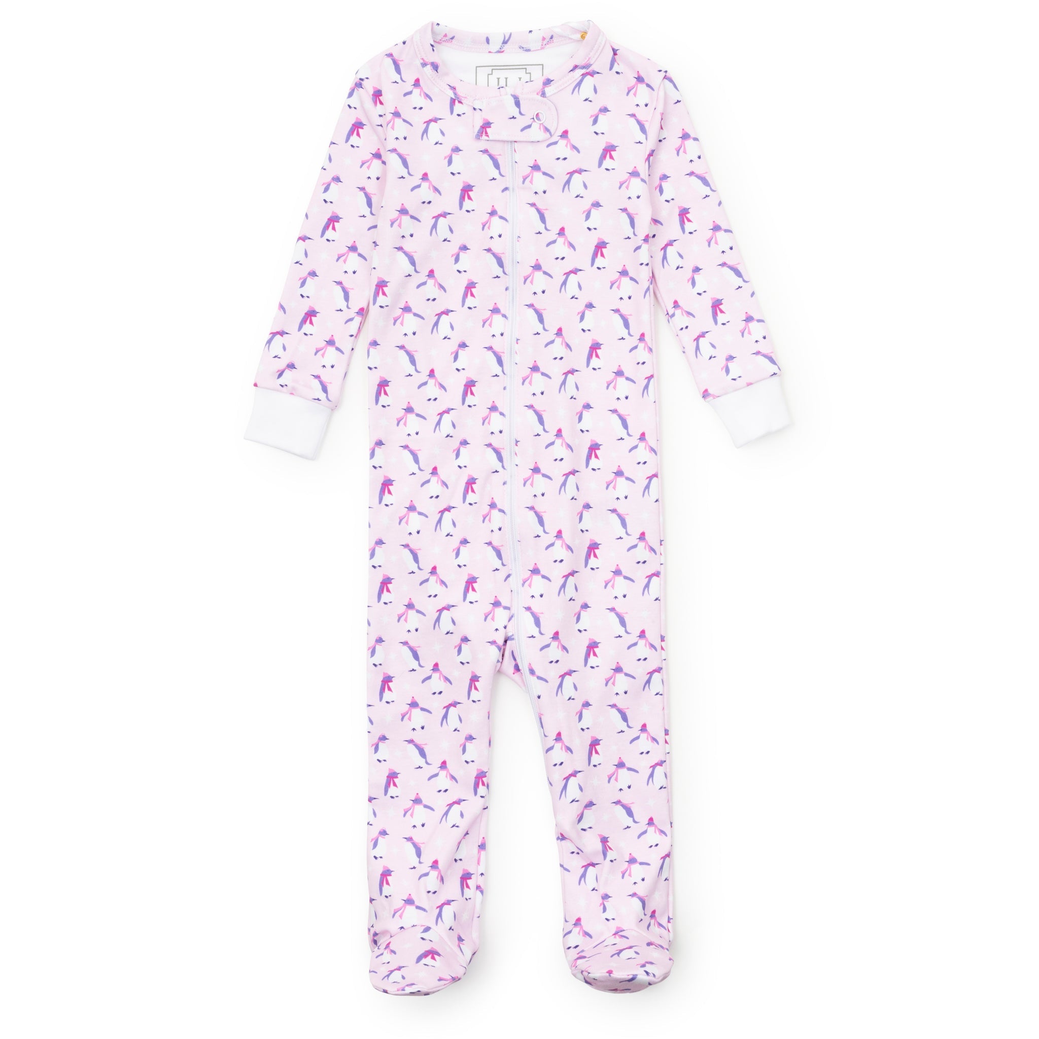 Parker Girls' Zipper Pajama Penguin Party Pink