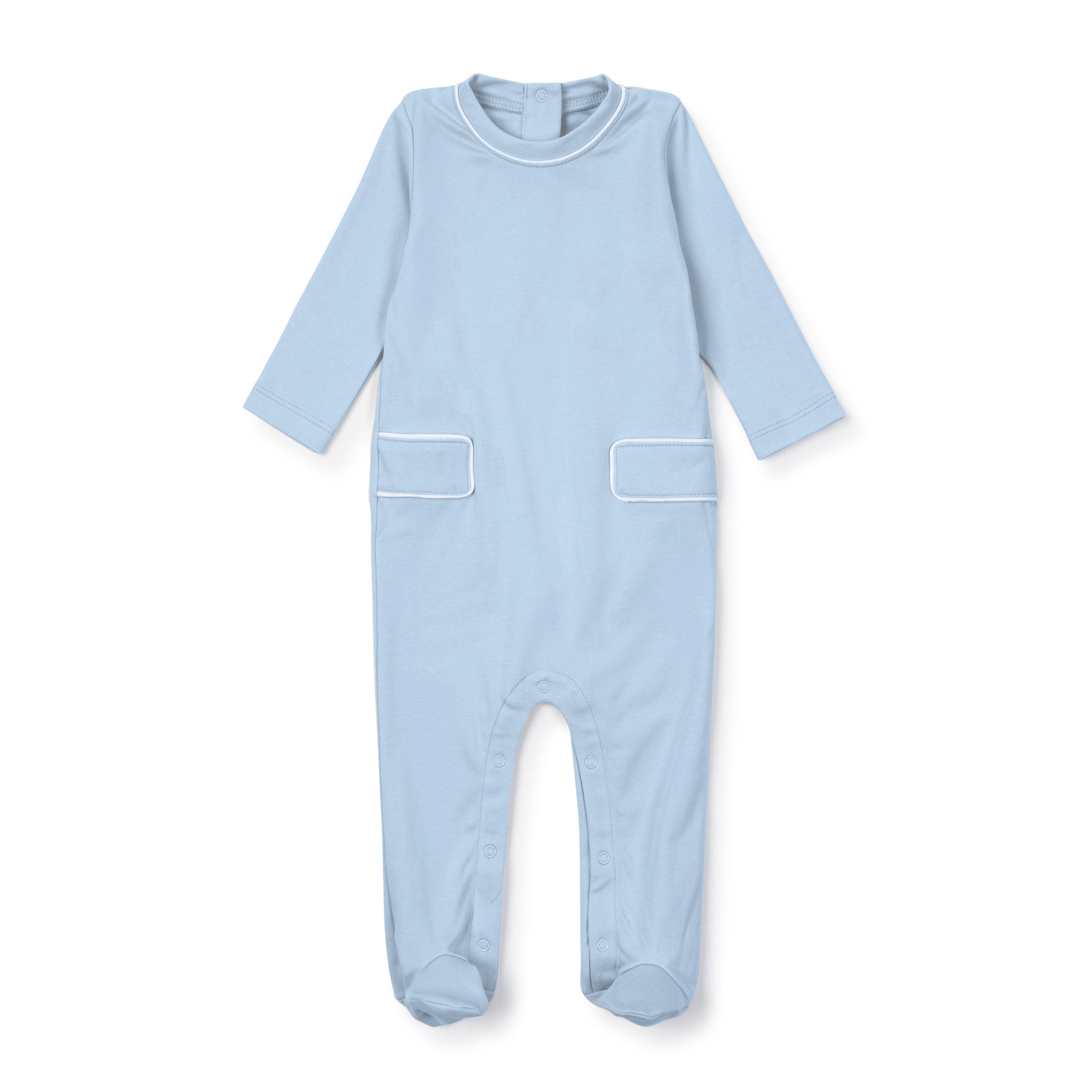 Preston Footed Romper Light Blue