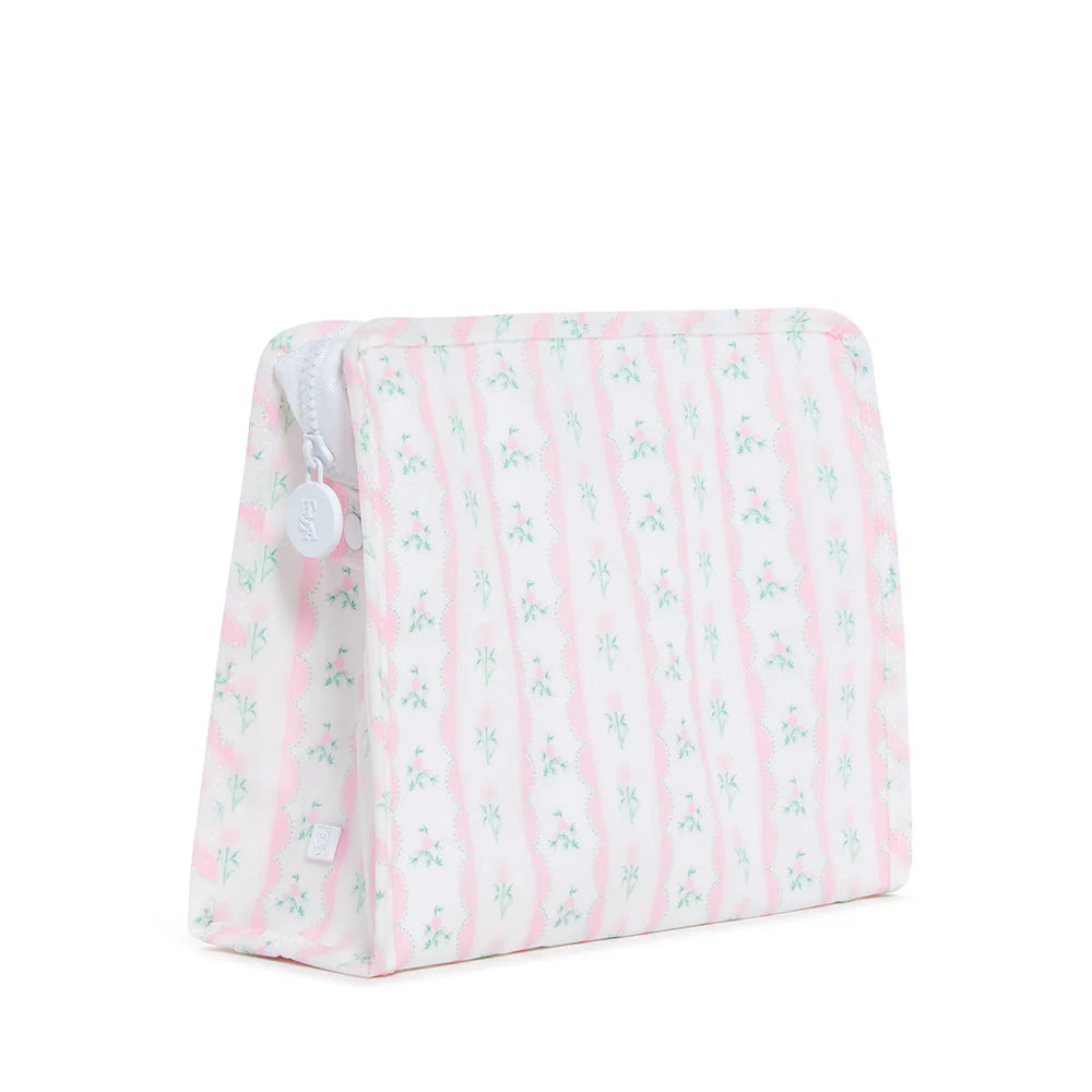 Roadie Large Zip Pouch Ribbon Floral Pink by TRVL Design