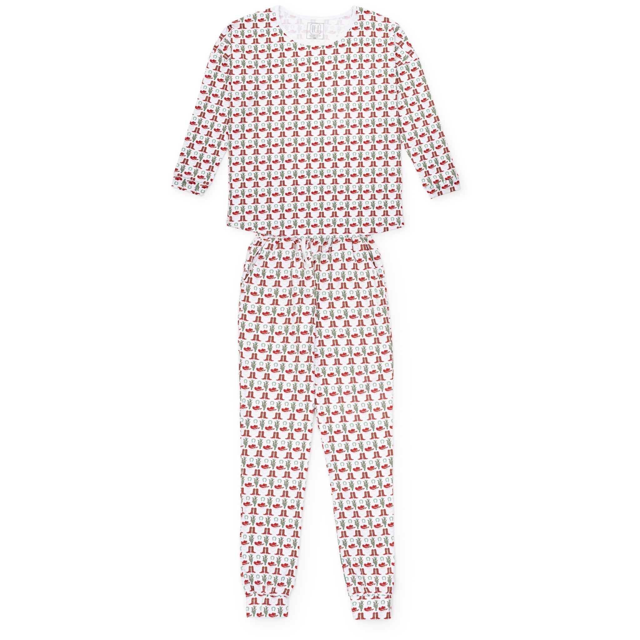 Sarah Women's Longsleeve Jogger Set - Cowboy Christmas