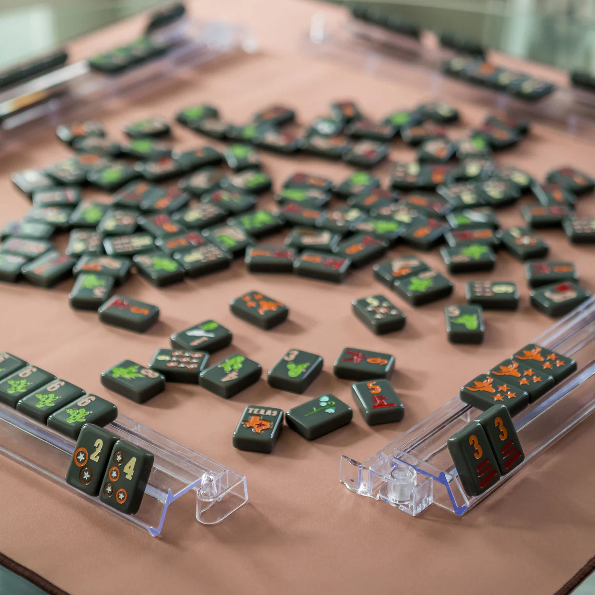 Mahjong Mat by The Mahjong House - Brown Corner Stars