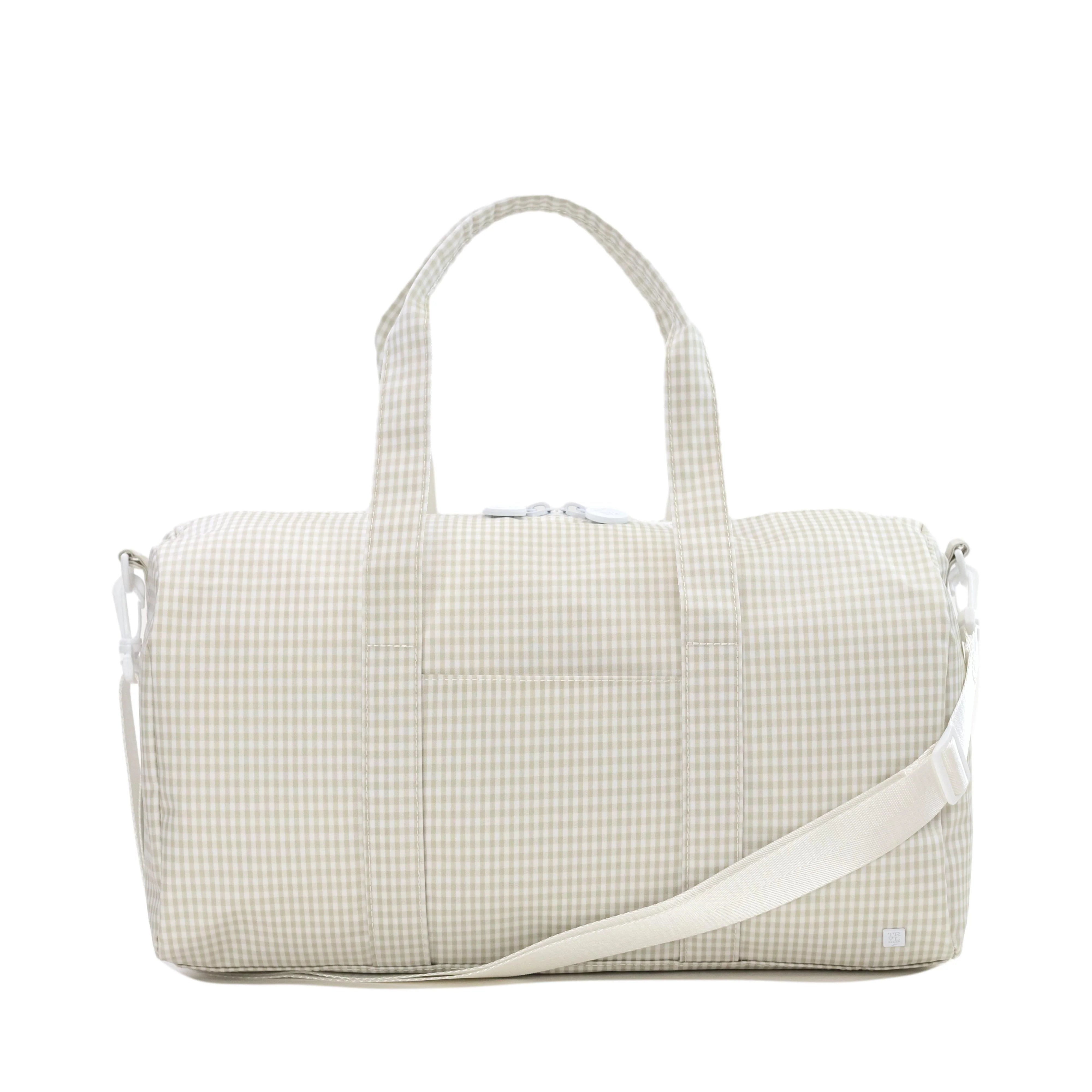 Weekender Duffel Bag Gingham Pearl Grey by TRVL Design