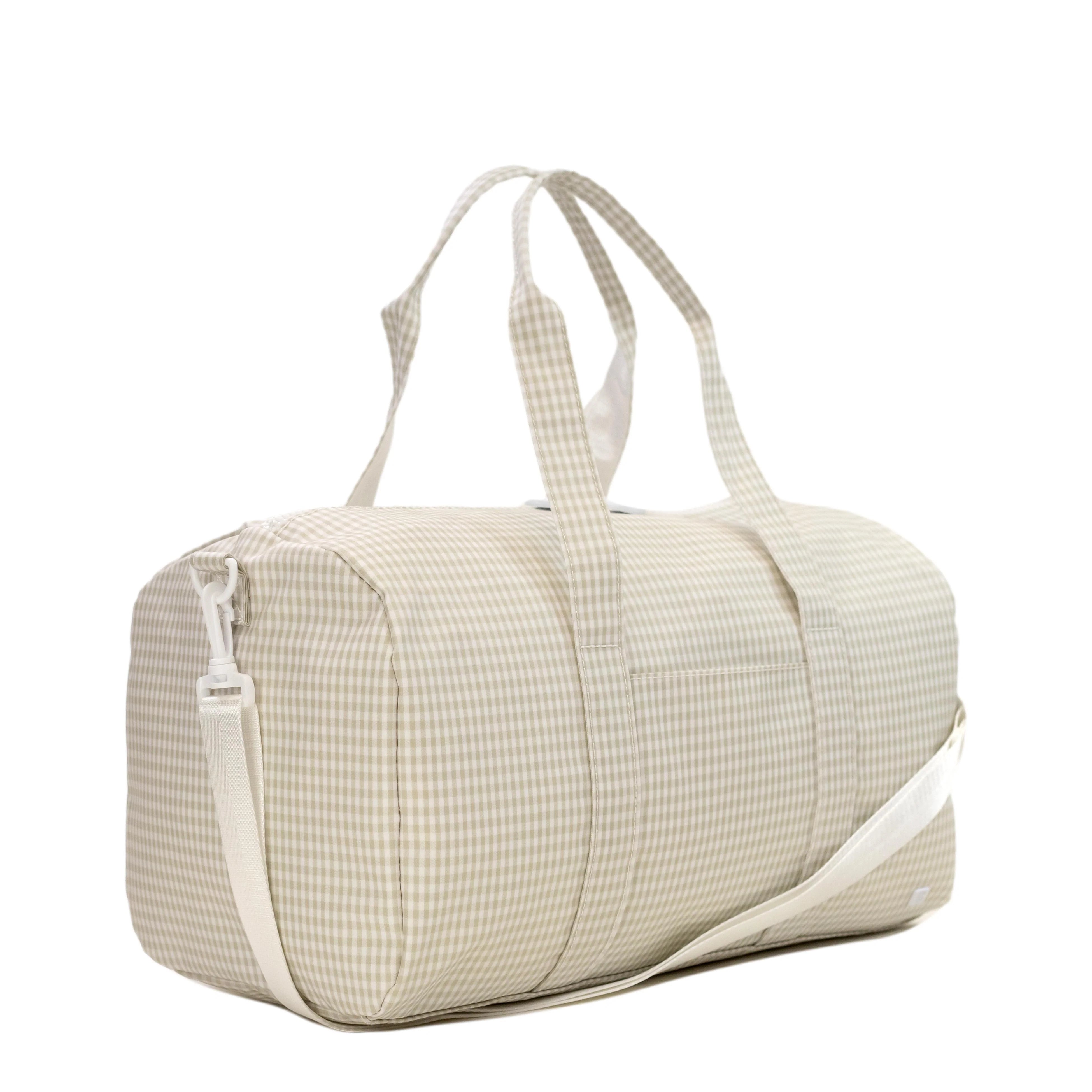 Weekender Duffel Bag Gingham Pearl Grey by TRVL Design