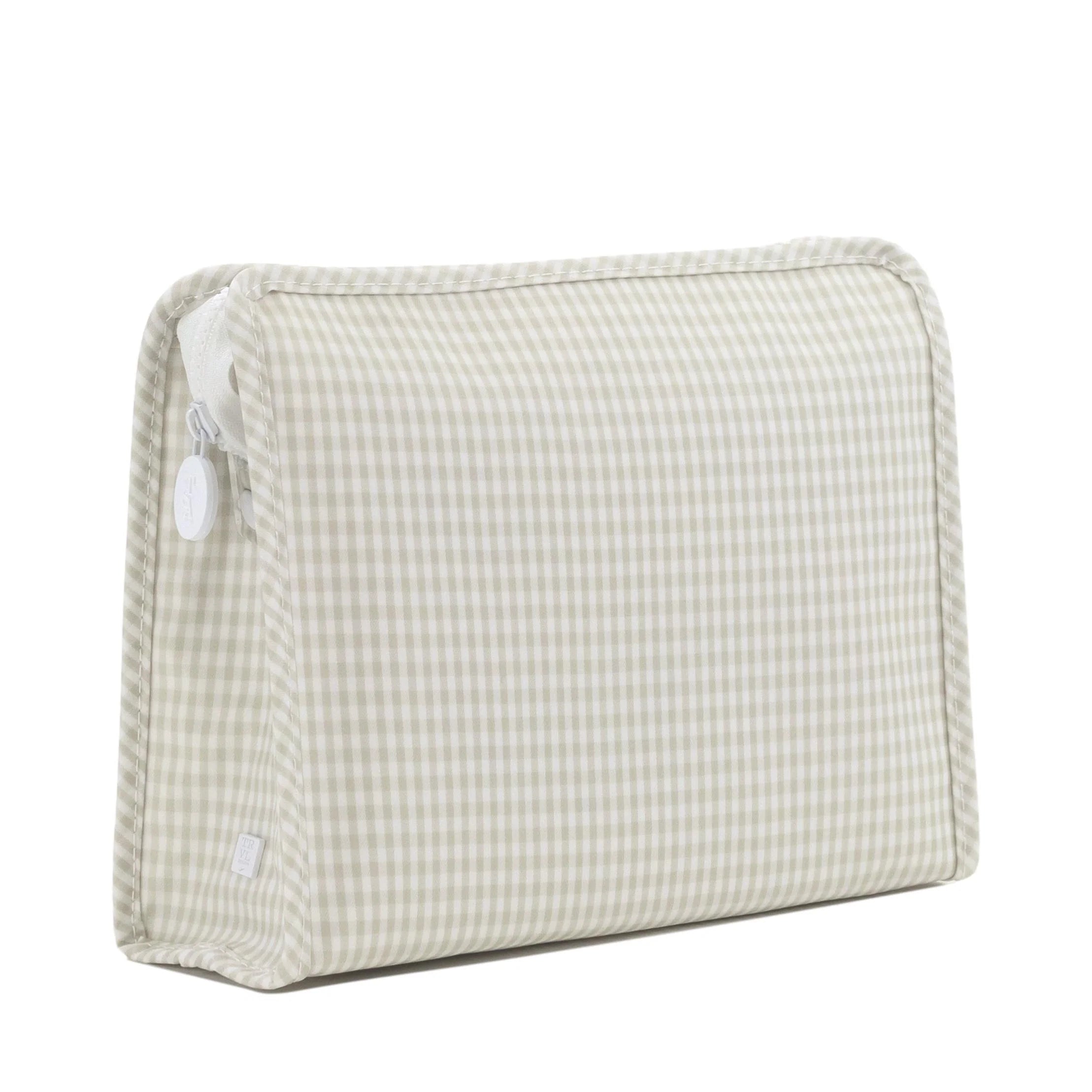 Roadie Large Zip Pouch Gingham Pearl Grey by TRVL Design