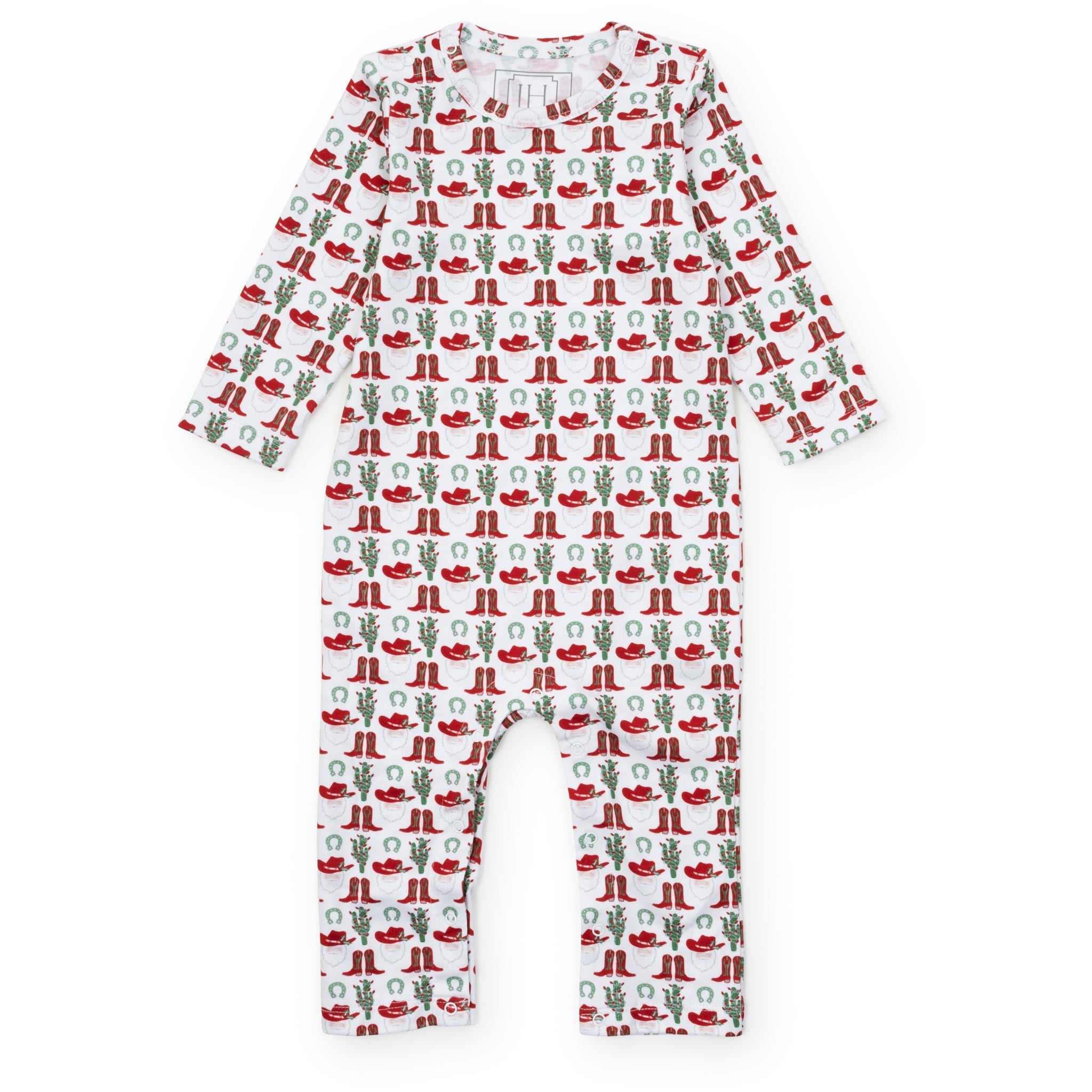 Thompson Boys' Pima Cotton Romper - Cowboy Christmas