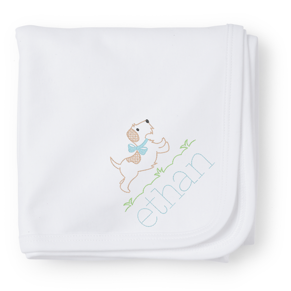 Baby Shop: Plain Edge Blanket with Monogram - Light Blue – Lila + Hayes
