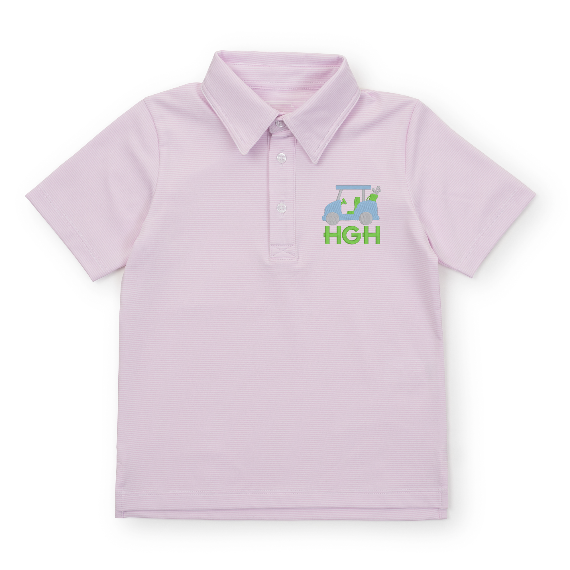 Will Boys' Performance Polo by LH Sport - Pink Stripes
