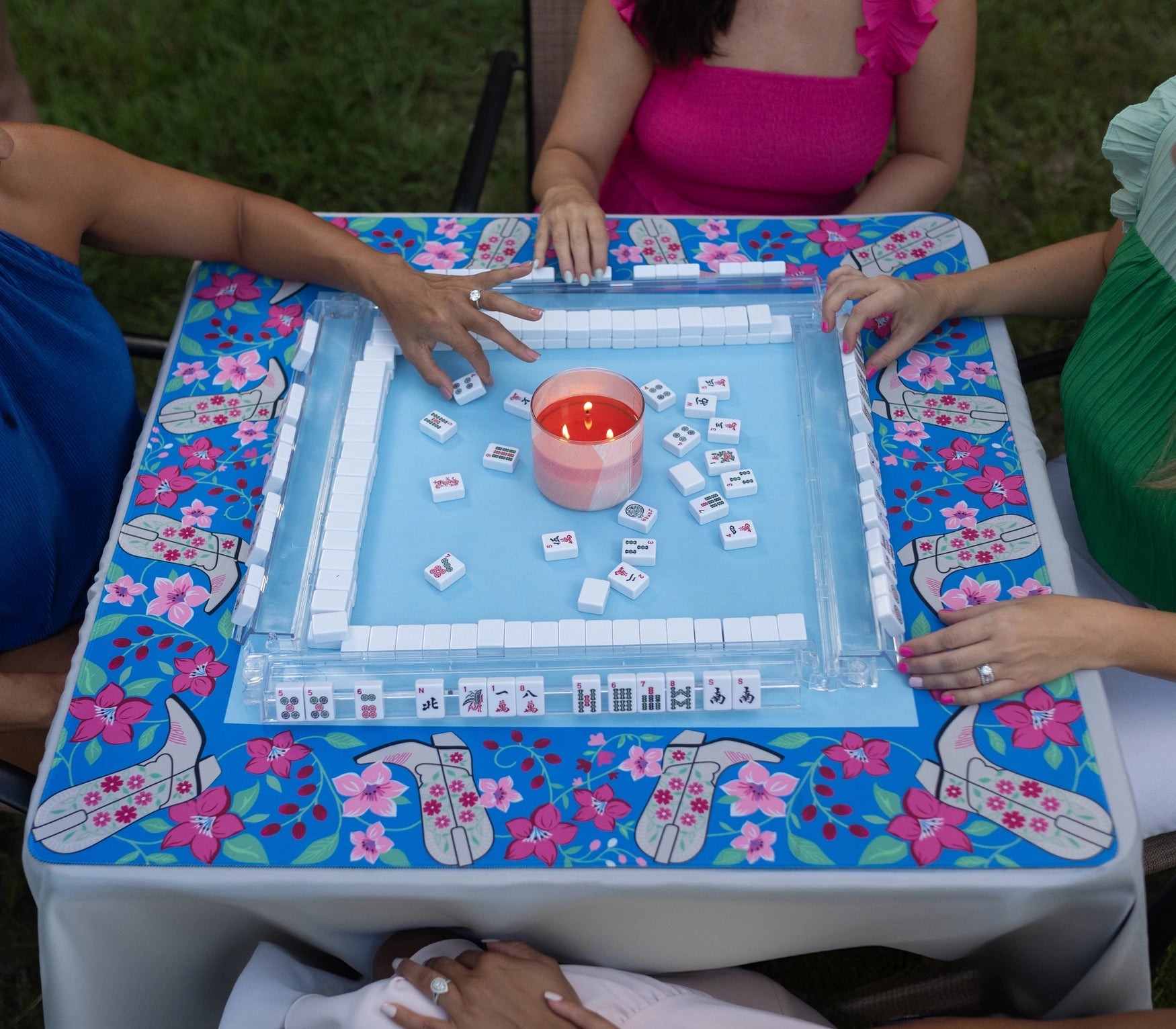 Mahjong Mat by Hutch and Nook - Blue Cowboy Boot