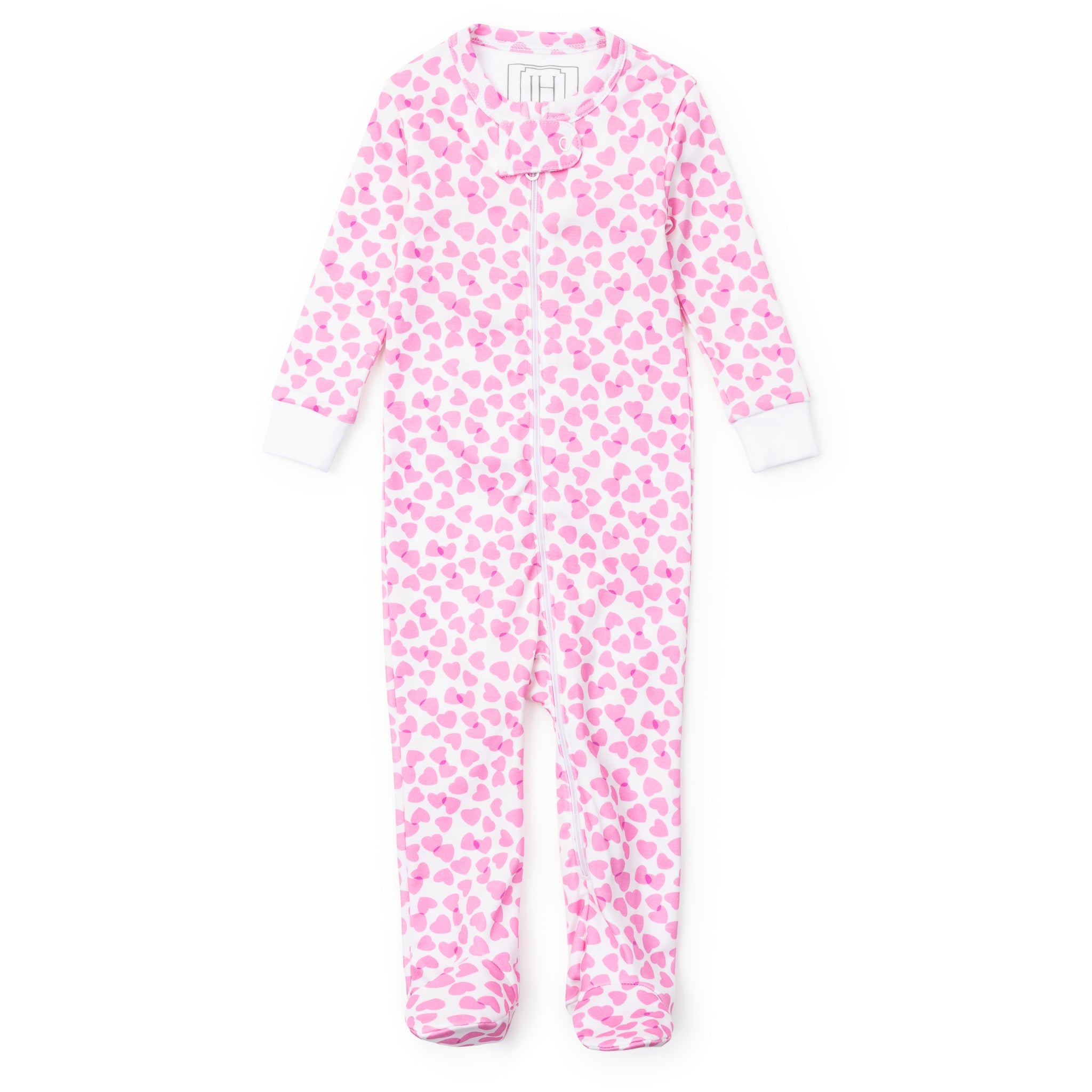 Parker Girls' Zipper Pajama - Confetti Hearts Pink