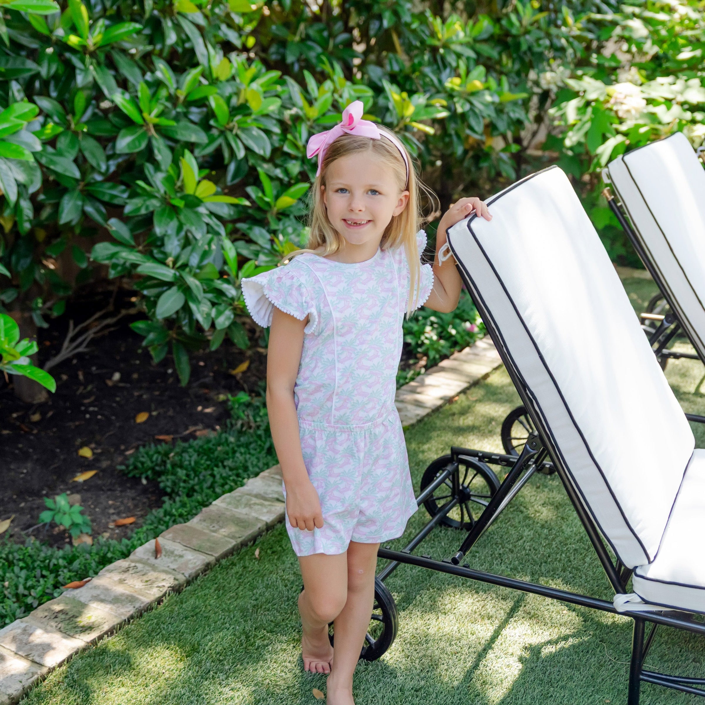 Rae Girls' Romper - Poolside Palms