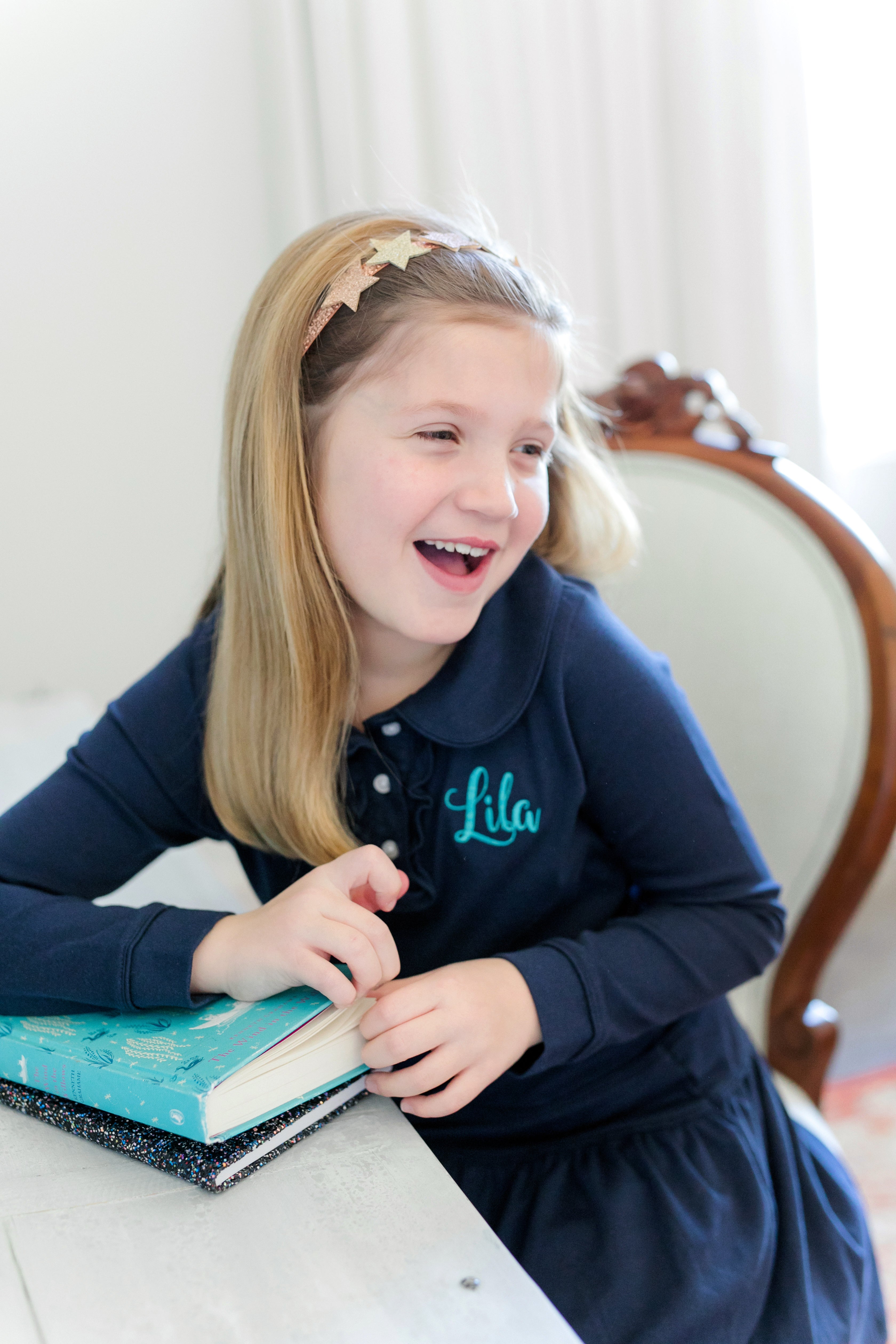 Hattie Girls' Dress - Navy