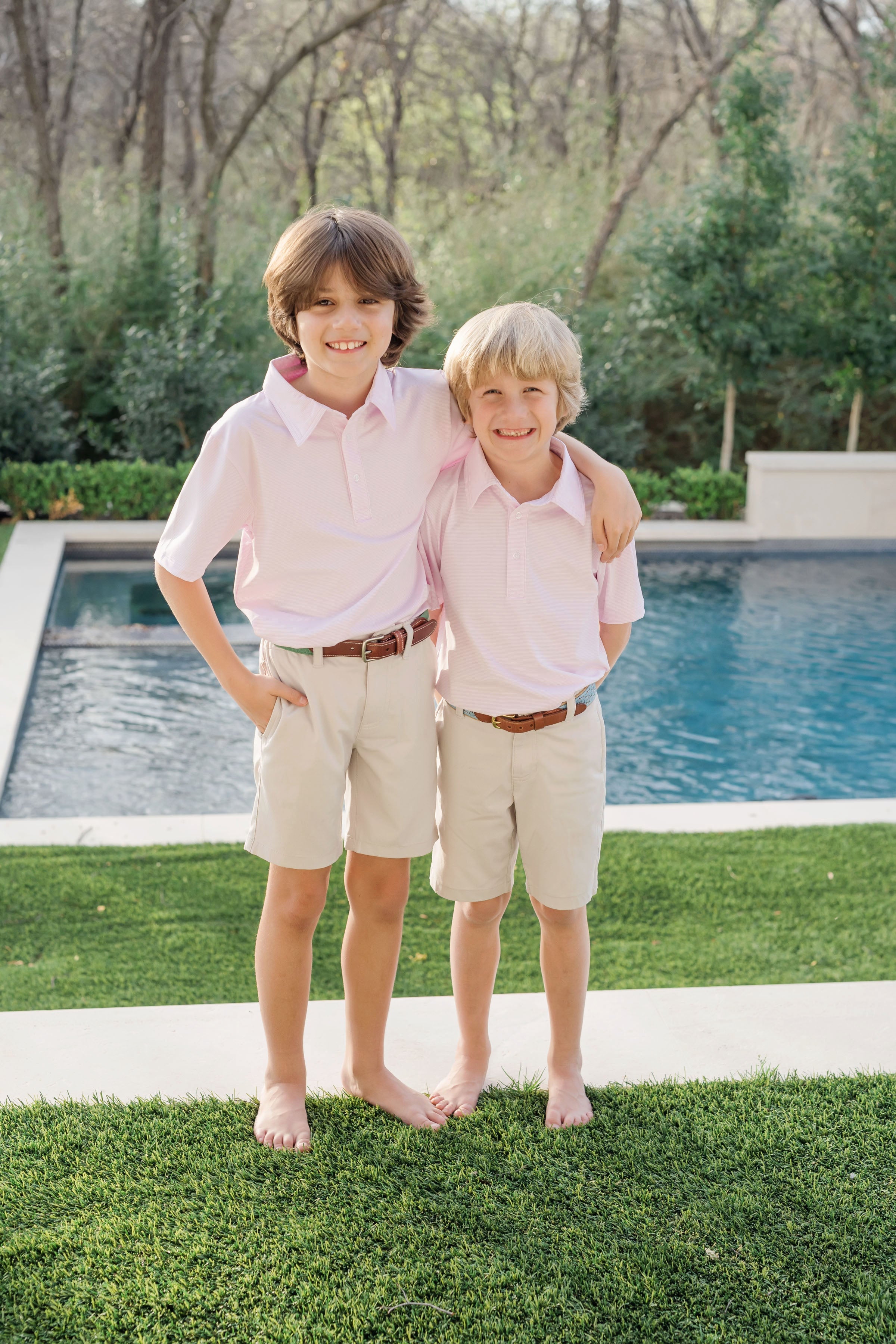 Will Boys' Performance Polo by LH Sport - Pink Stripes