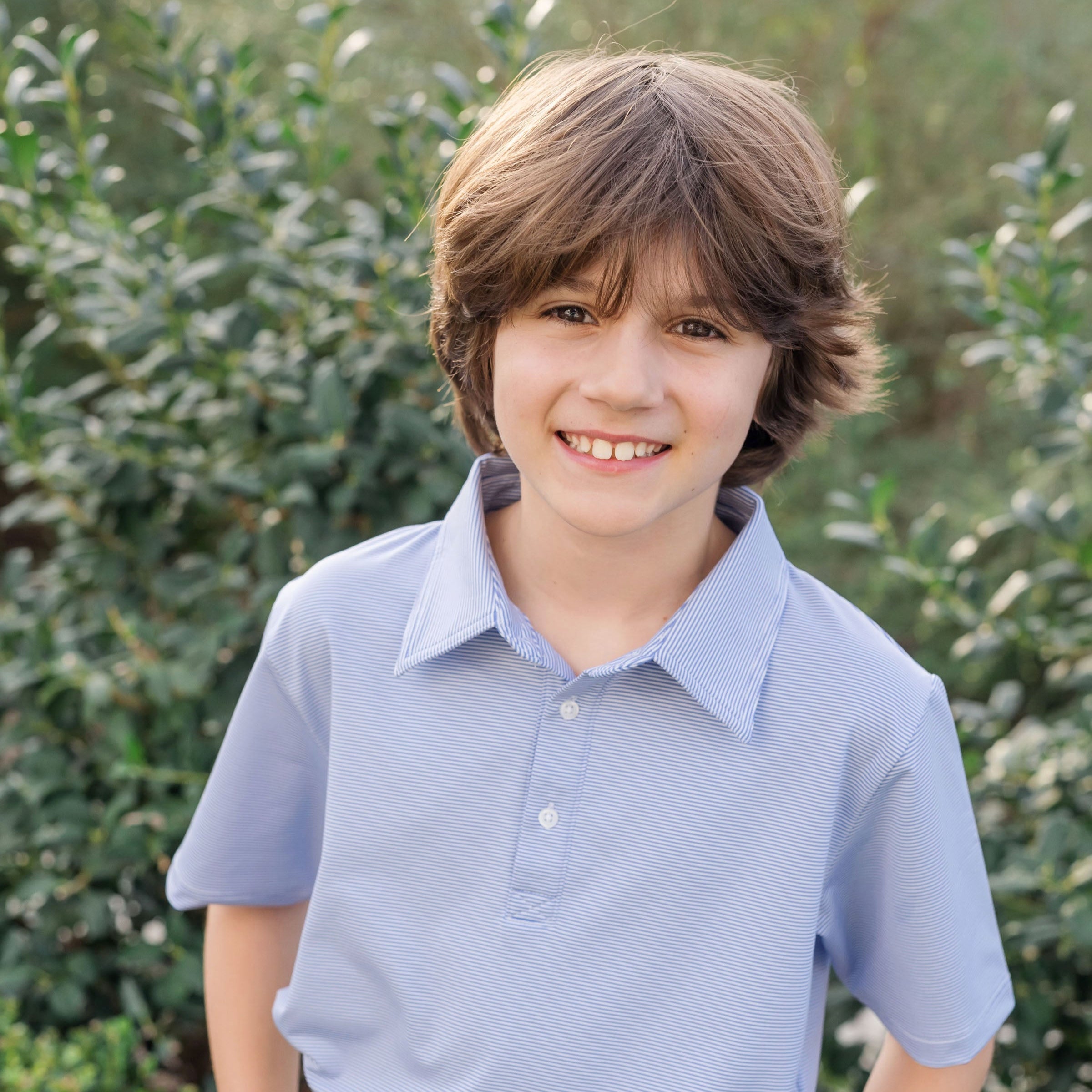 Will Boys' Performance Polo by LH Sport - Blue Stripes