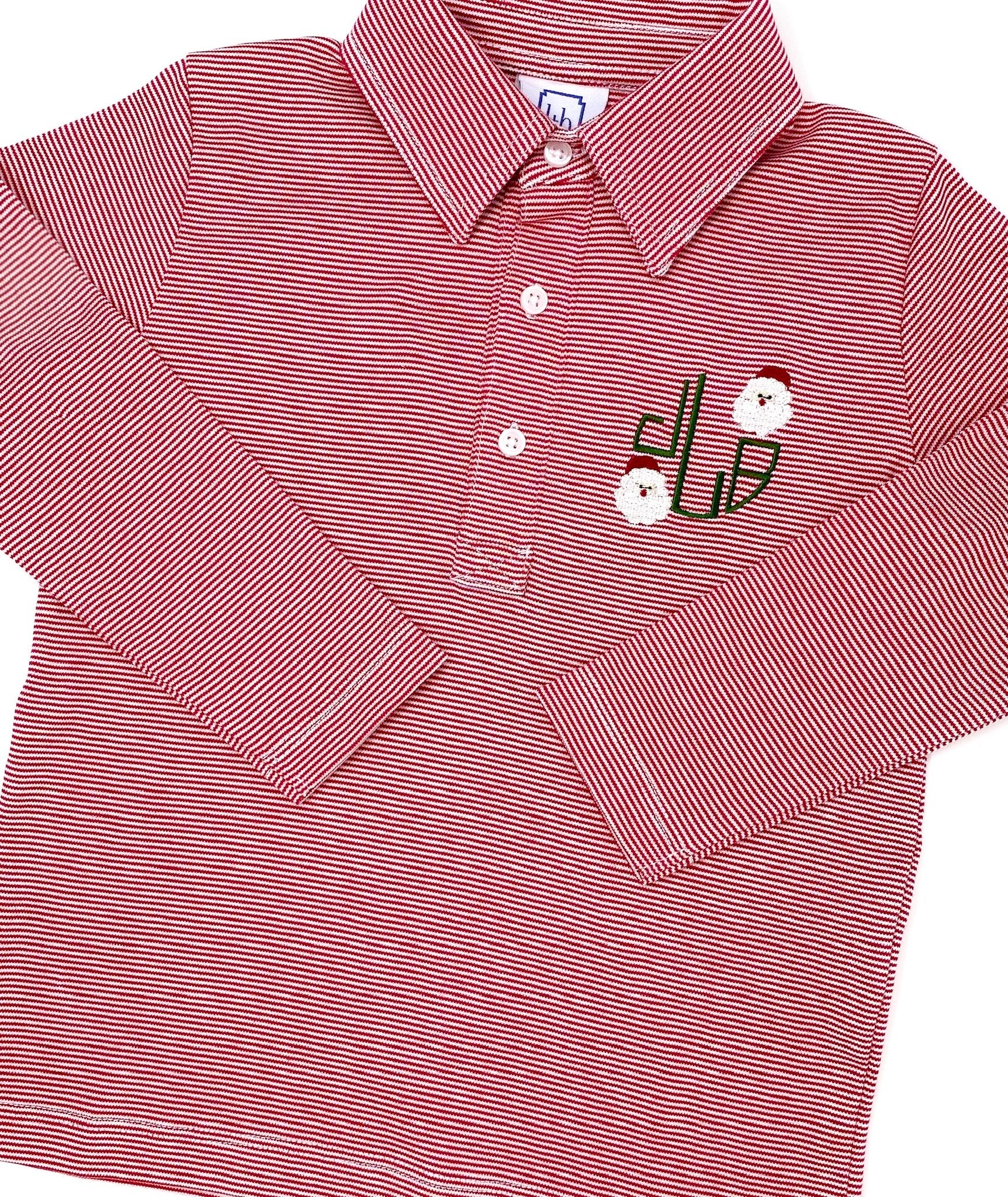 Finn Boys' Long Sleeve Polo Golf Shirt - Red Stripes