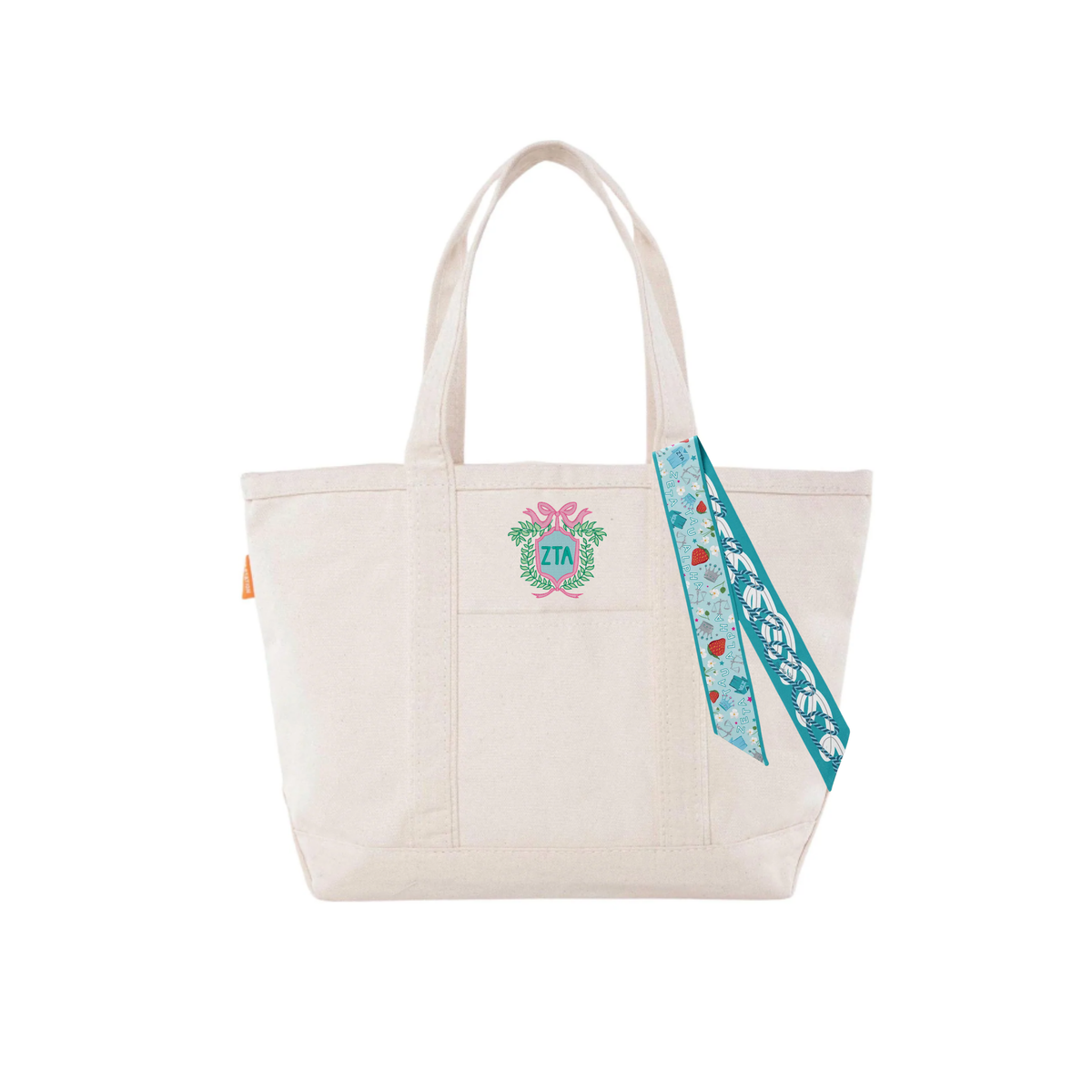 Everyday Sorority Embroidered Canvas Tote Bag with Twilly - Zeta Tau Alpha Kidswear