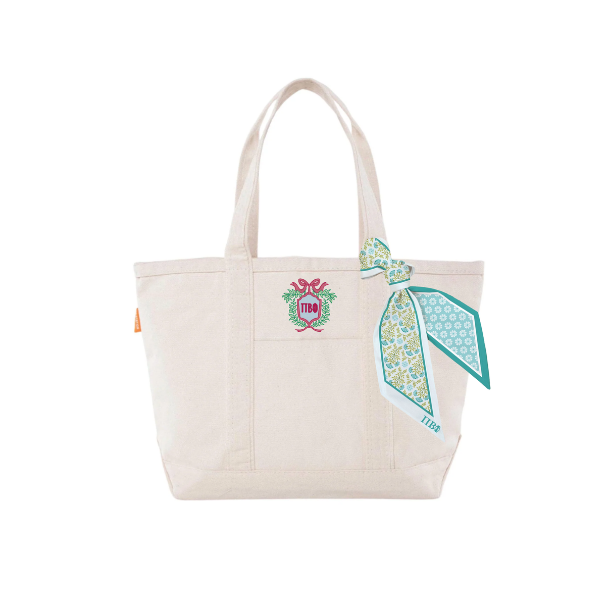Everyday Sorority Embroidered Canvas Tote Bag with Twilly - Pi Beta Phi Kidswear