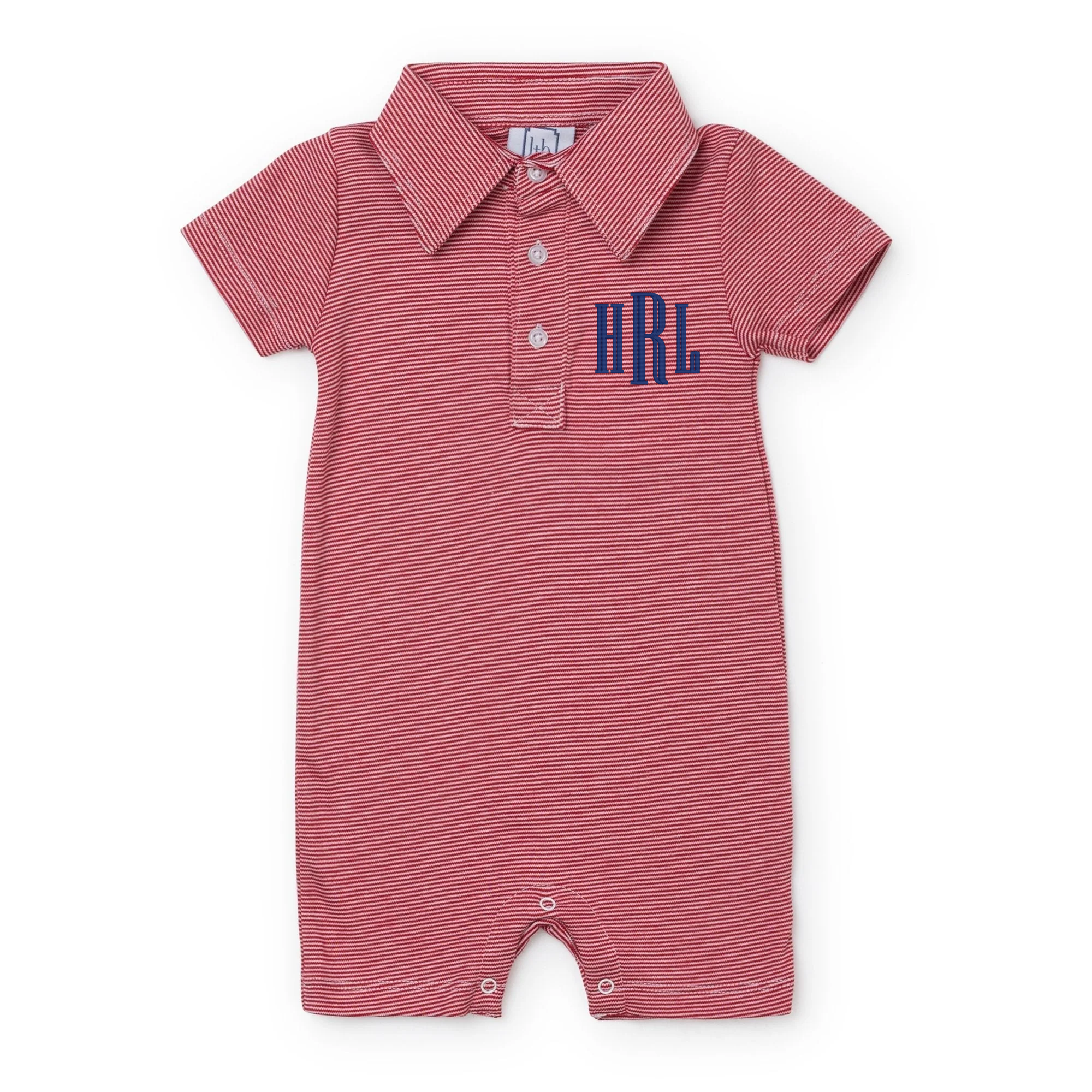 Tripp Boys' Pima Cotton Polo Shortall - Red Stripes