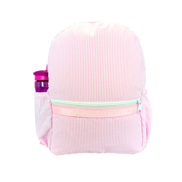 Medium Backpack with Pockets Pink Seersucker by Mint Sweet Little Things