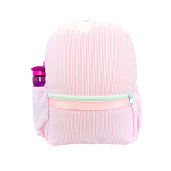 Medium Backpack w/Pockets Light Pink Seersucker by Mint Sweet Little Things