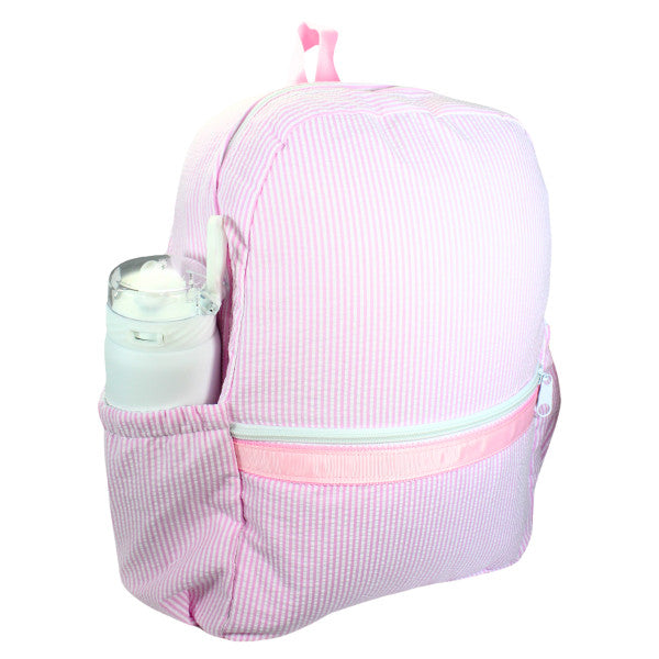 Medium Backpack with Pockets Pink Seersucker by Mint Sweet Little Things