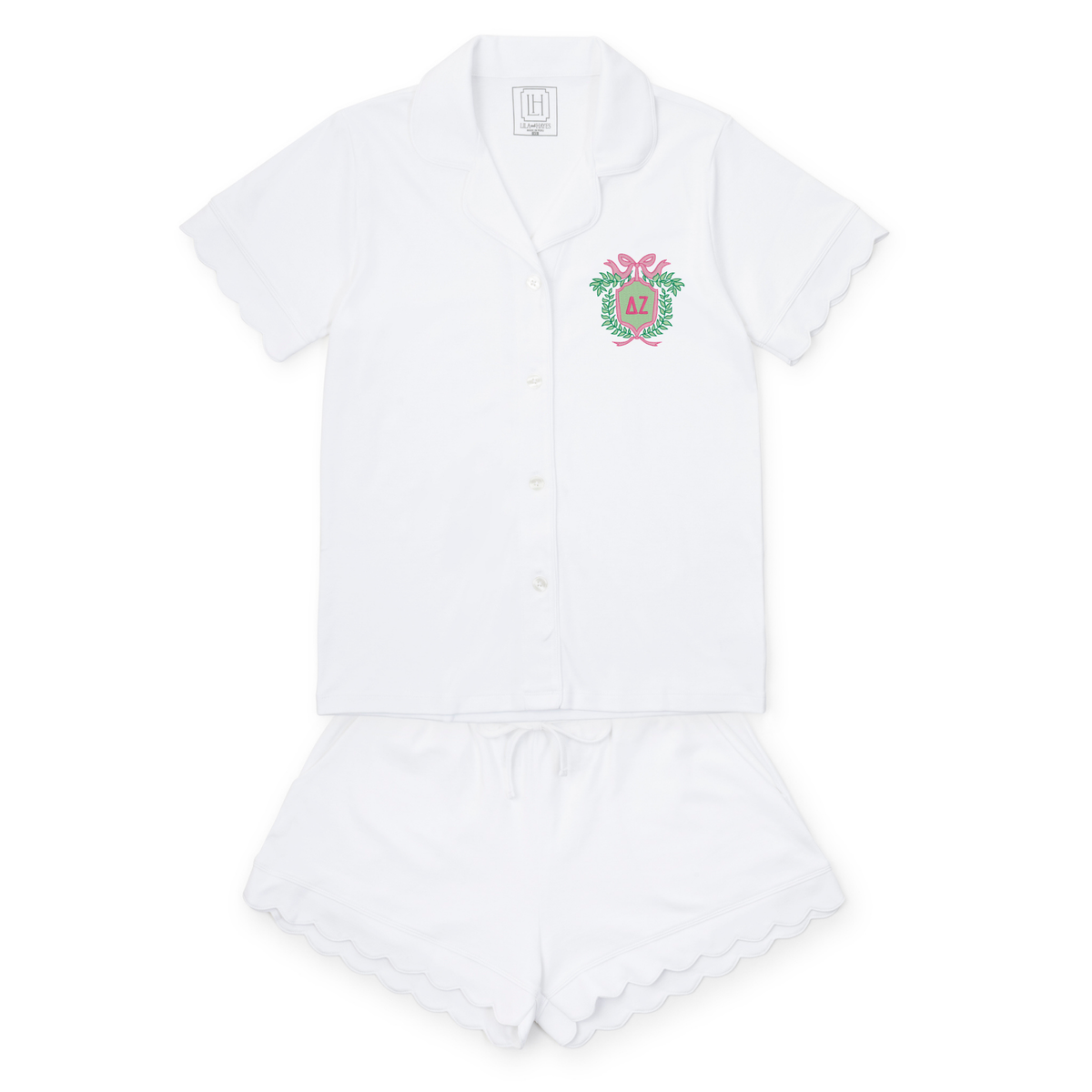 Melissa Women's Pajama Short Set - Delta Zeta Embroidery