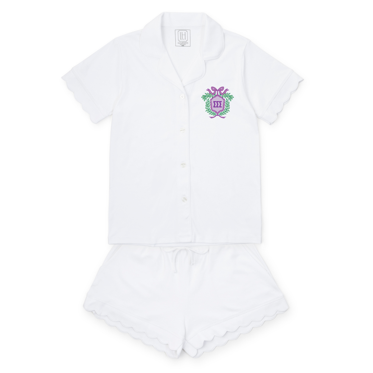 Everyday Melissa Women's Pajama Short Set - Sigma Sigma Sigma Embroidery Kidswear