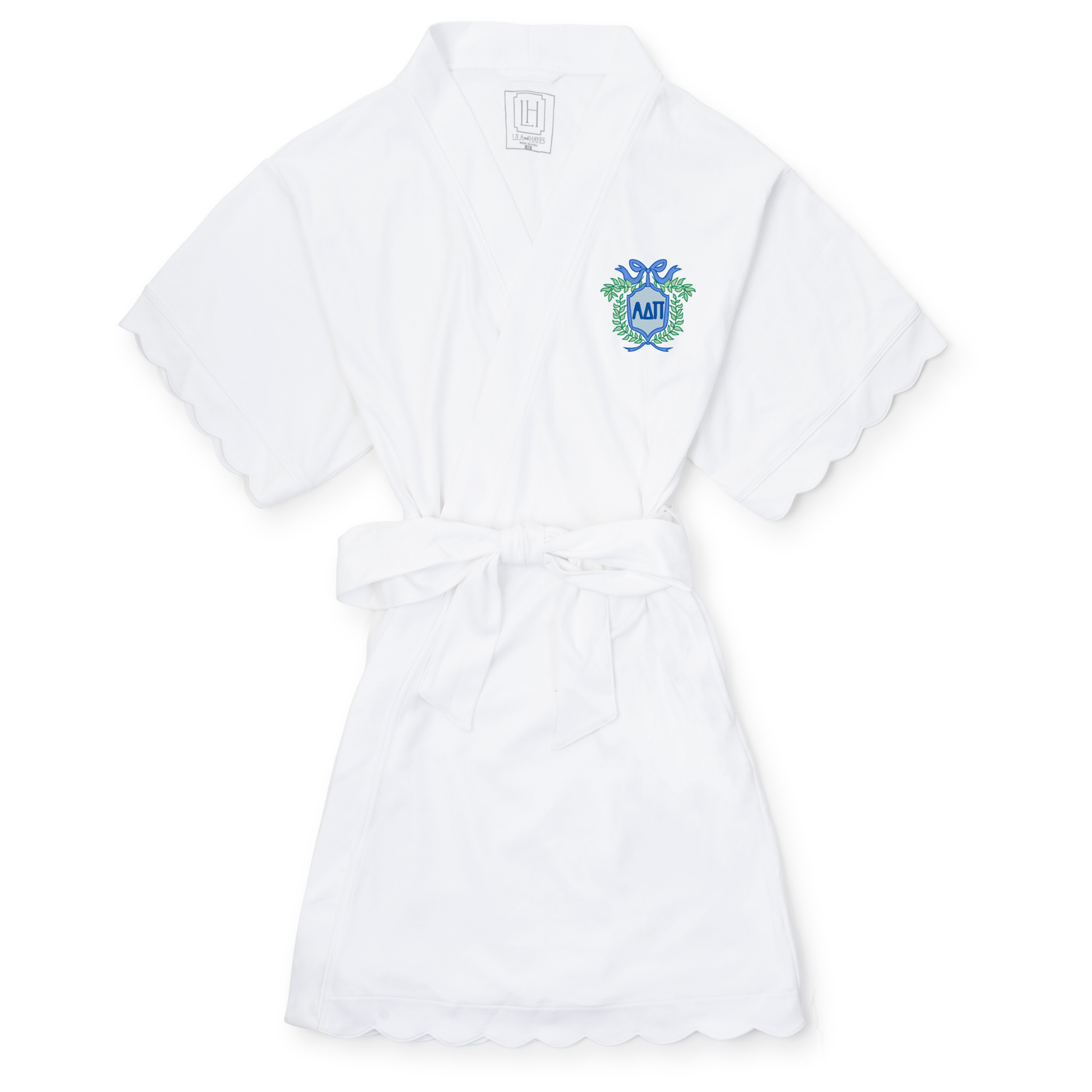 Molly Women's Short Sleeve Spa Wrap Robe - Alpha Delta Pi Embroidery