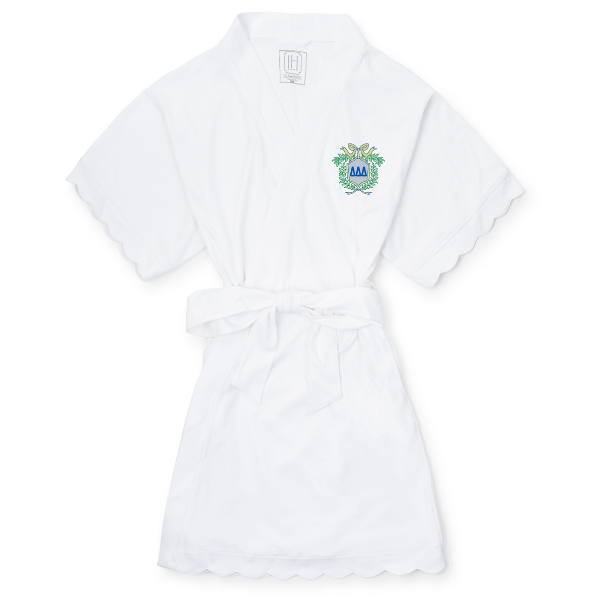 Everyday Molly Women's Short Sleeve Spa Wrap Robe - Tri Delta Embroidery Kidswear