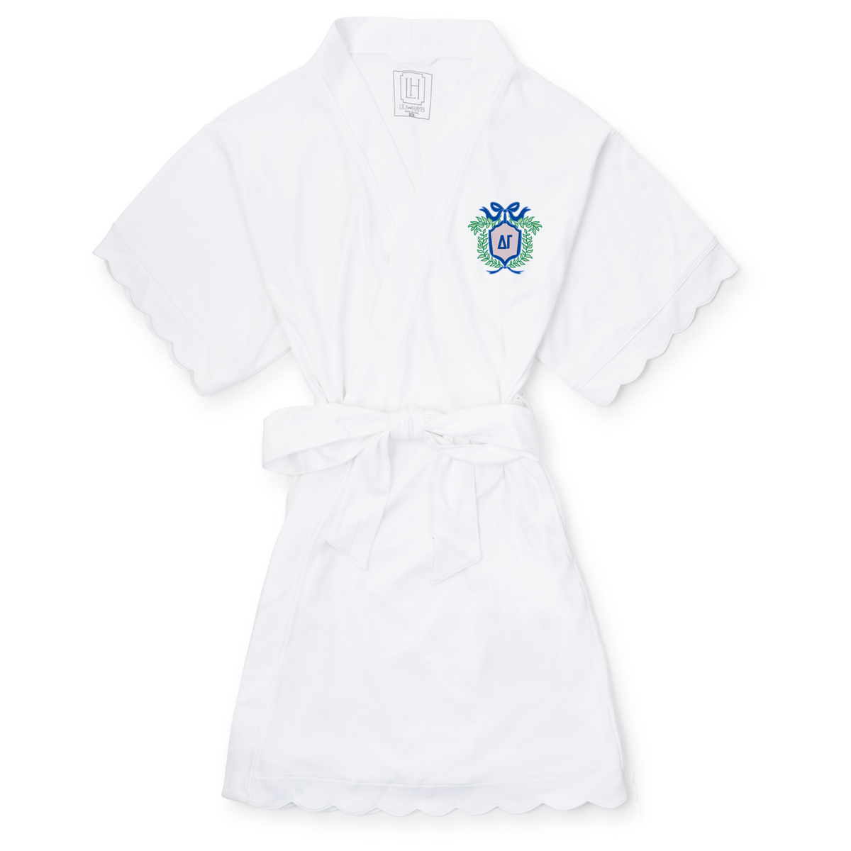 Everyday Molly Women's Short Sleeve Spa Wrap Robe - Delta Gamma Embroidery Kidswear