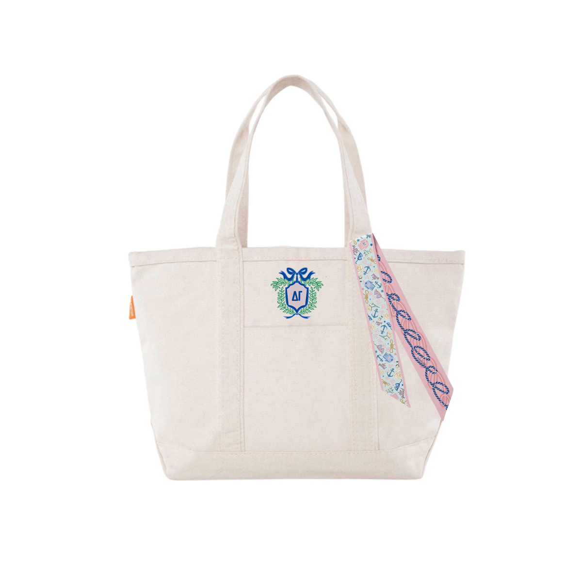 Everyday Sorority Embroidered Canvas Tote Bag with Twilly - Delta Gamma Kidswear