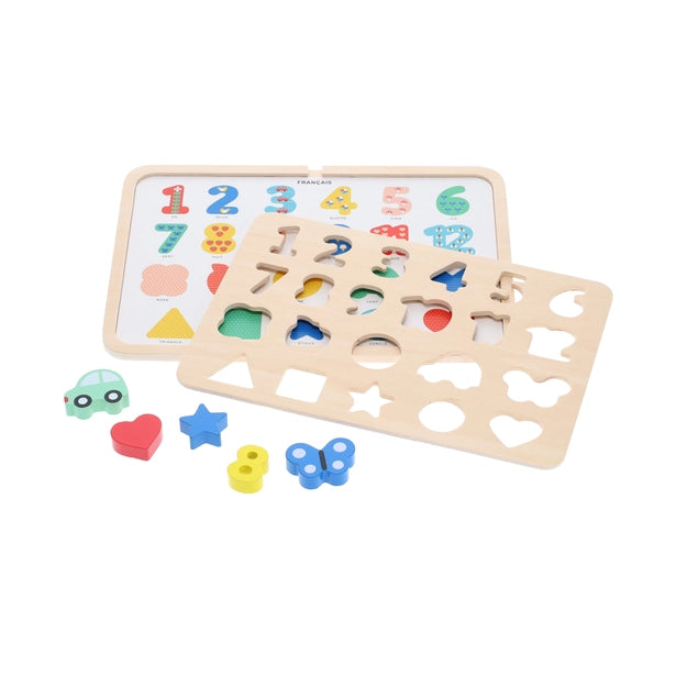 SALE Wood Tray Puzzle Numbers, Shapes, & Colors