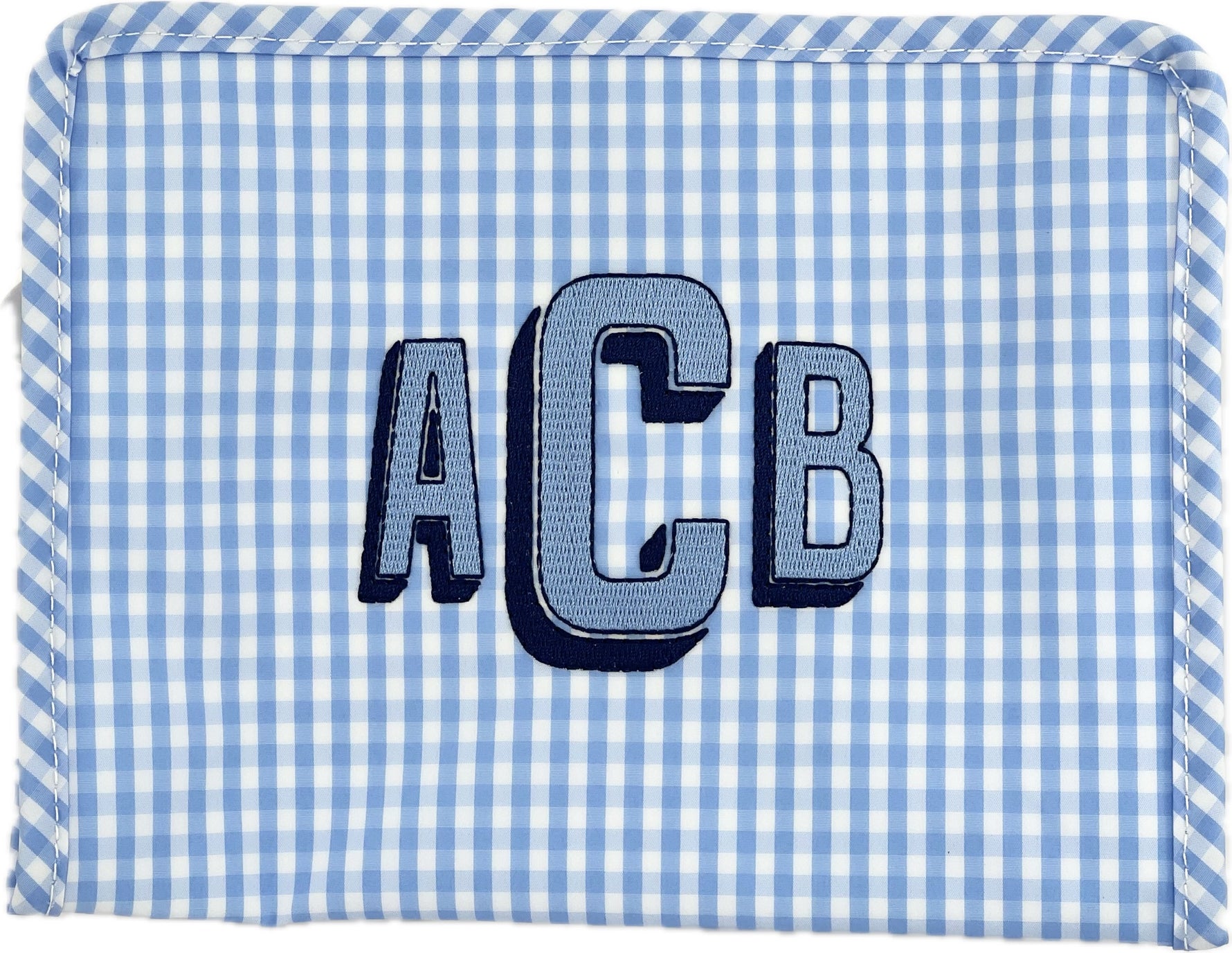 Roadie Large Zip Pouch Gingham Sky by TRVL Design designer outfit for kids
