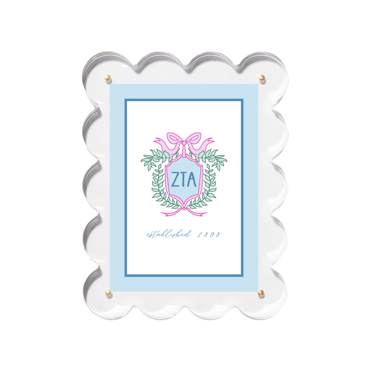 Everyday Sorority Scalloped Acrylic Frame - Zeta Tau Alpha Kidswear