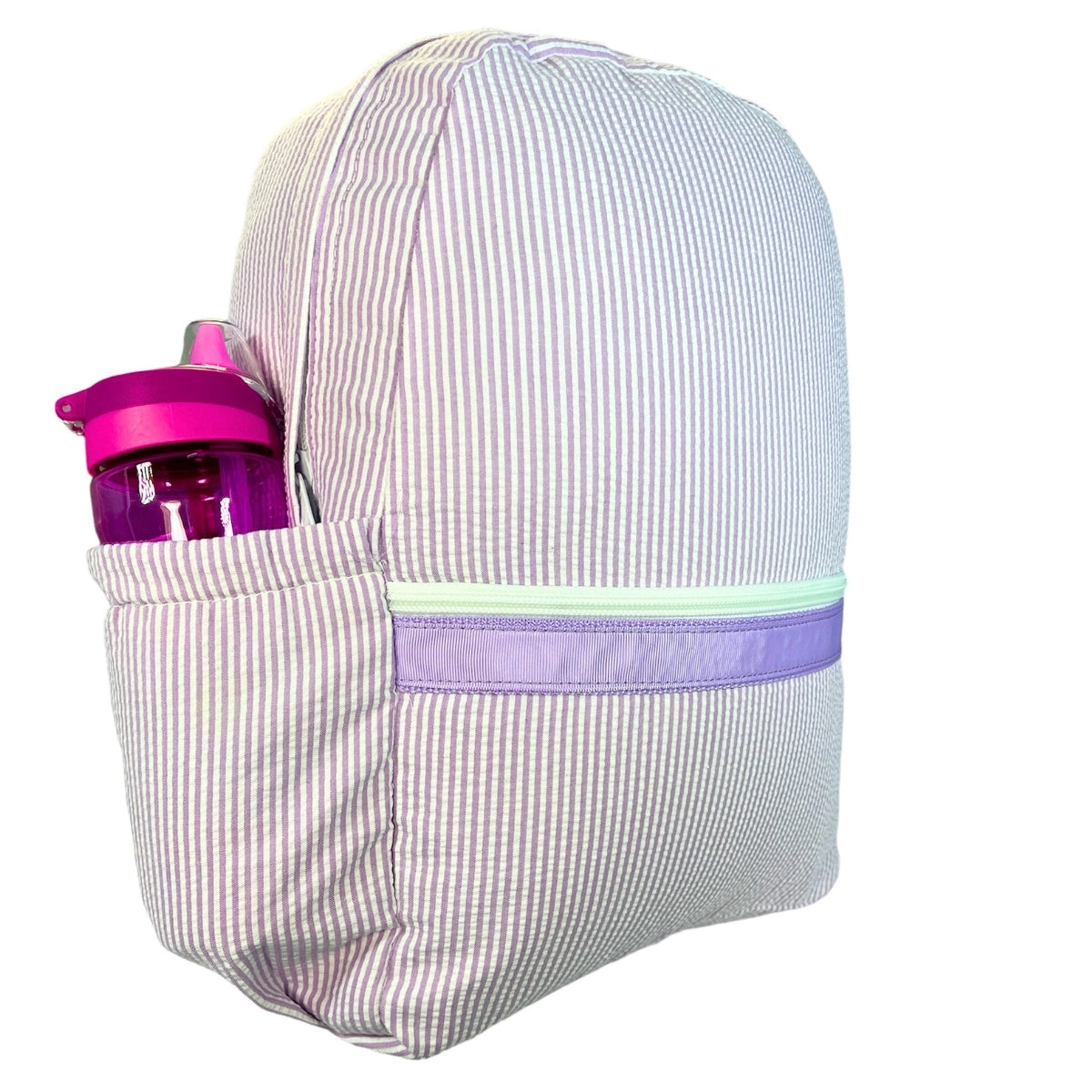 Medium Backpack with Pockets Lilac Seersucker by Mint Sweet Little Things stylish kids outfit collection