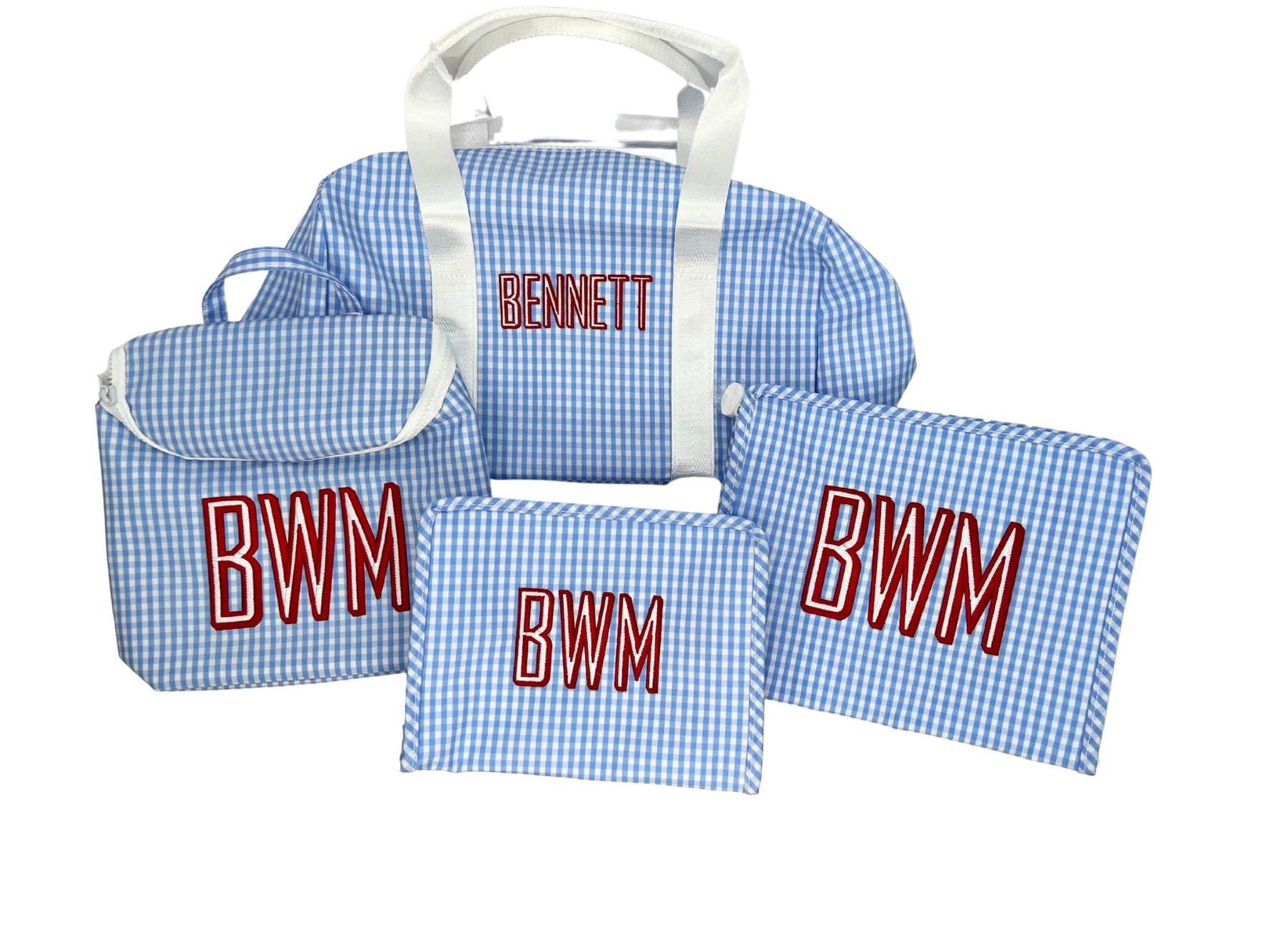 Buy Roadie Large Zip Pouch Gingham Sky by TRVL Design kids clothing online