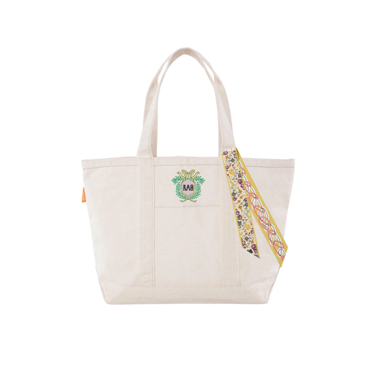 Everyday Sorority Embroidered Canvas Tote Bag with Twilly - Kappa Alpha Theta Kidswear