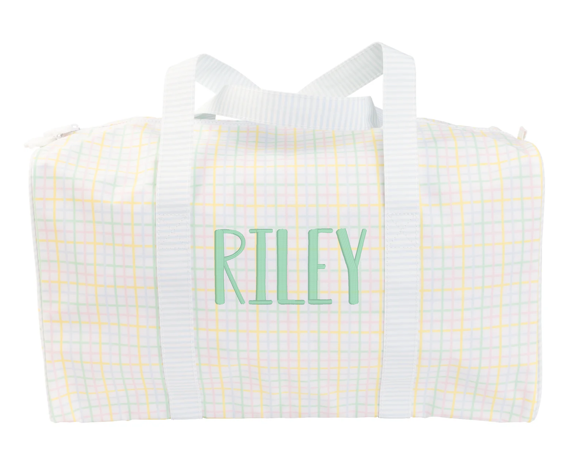 The Duffel Bag Multi Windowpane by Apple of My Isla stylish kids outfit collection