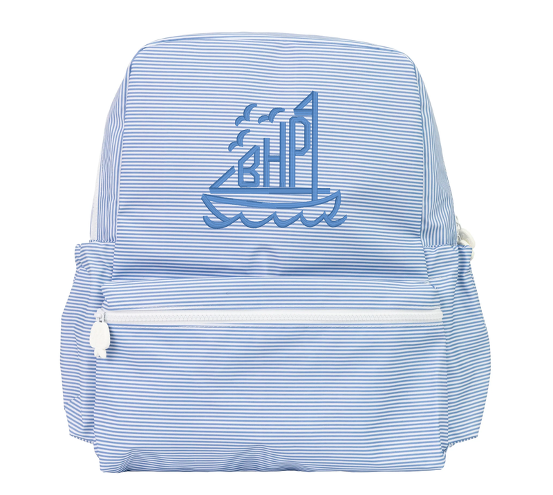 The Backpack Navy Mini Stripe Large by Apple of My Isla