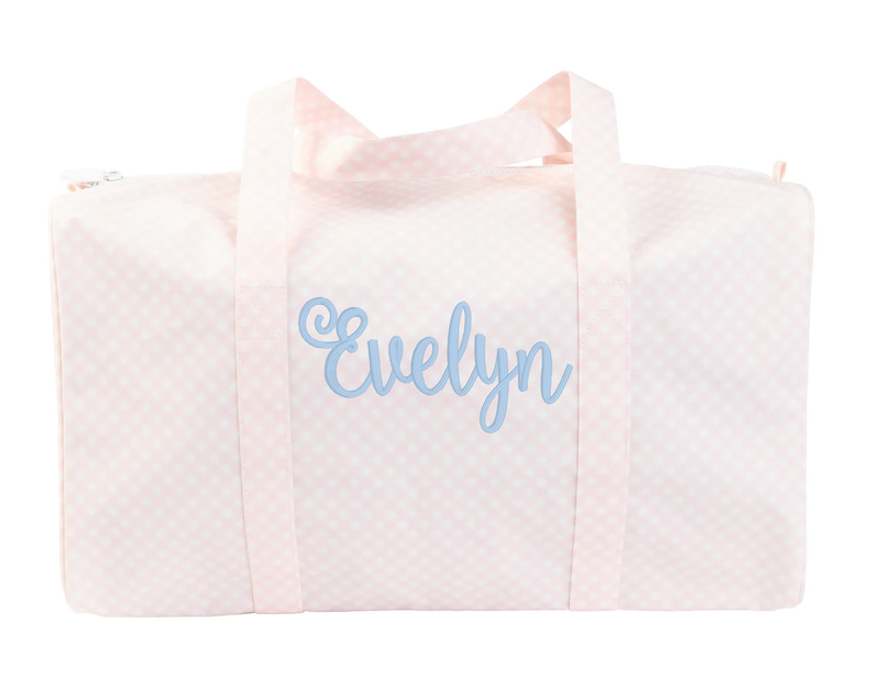 The Duffel Bag Peachy Pink Gingham by Apple of My Isla