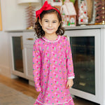 Carlin Girls' Dress - Christmas Candy Pink outfit perfect for everyday wear