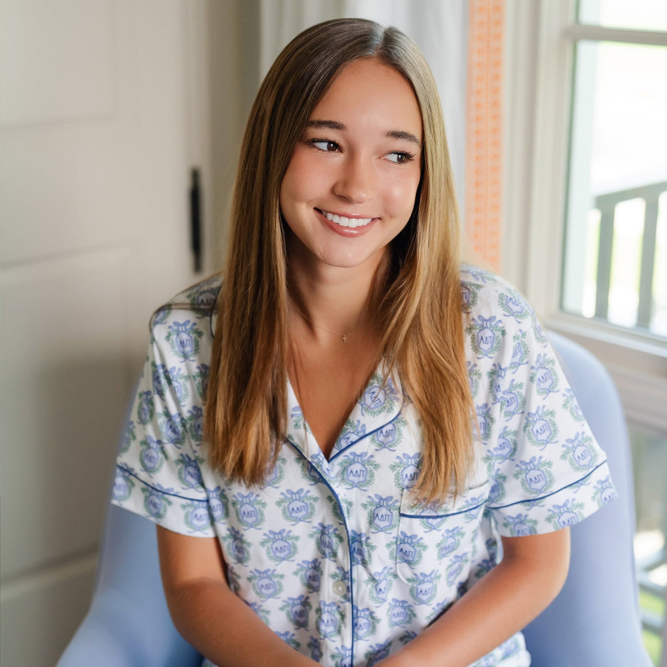 Claire Women's Pajama Short Set - Alpha Delta Pi Crest outfit perfect for everyday wear