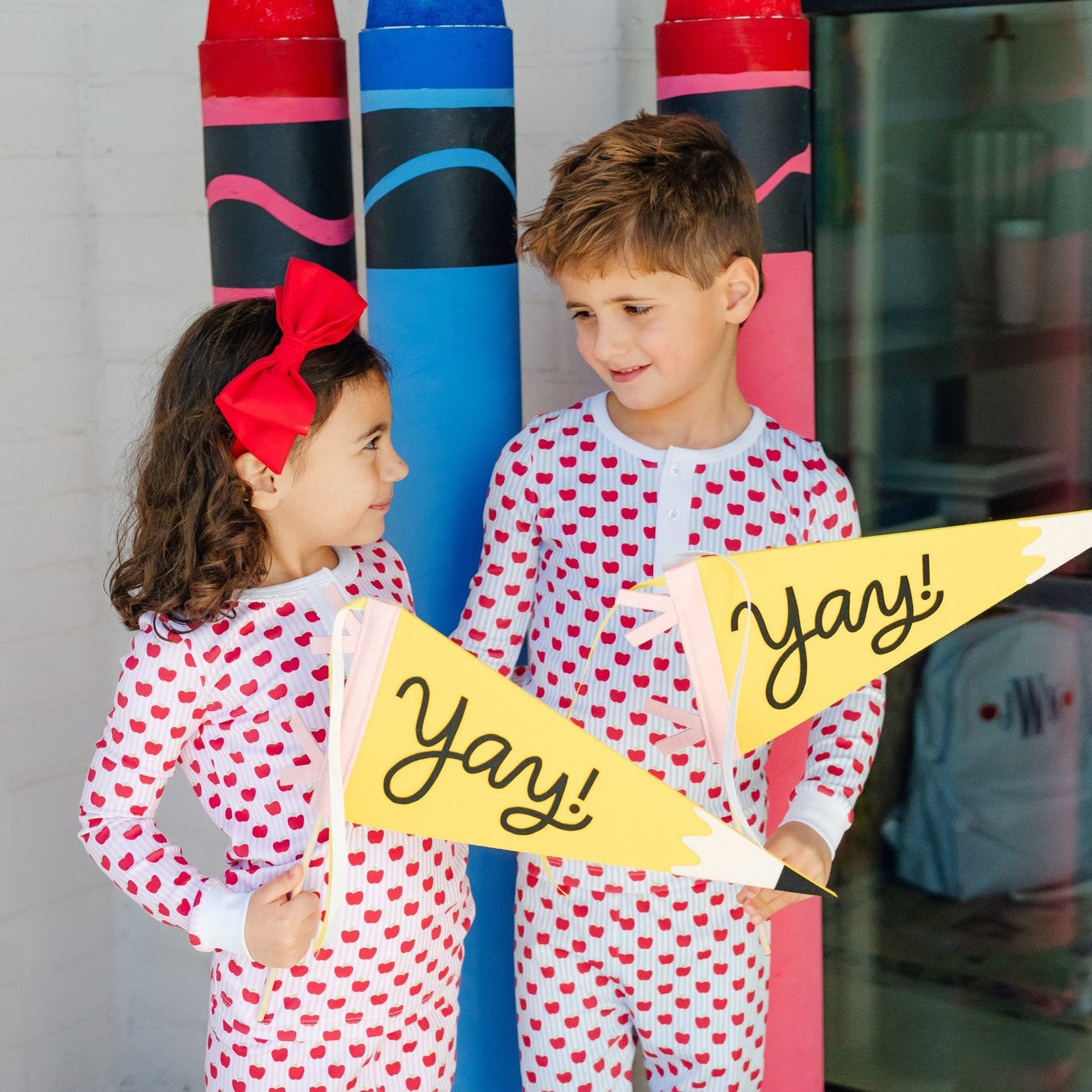 Jack Boys' Pajama Pant Set - Schoolhouse Apples Blue soft cotton kids fashion wear