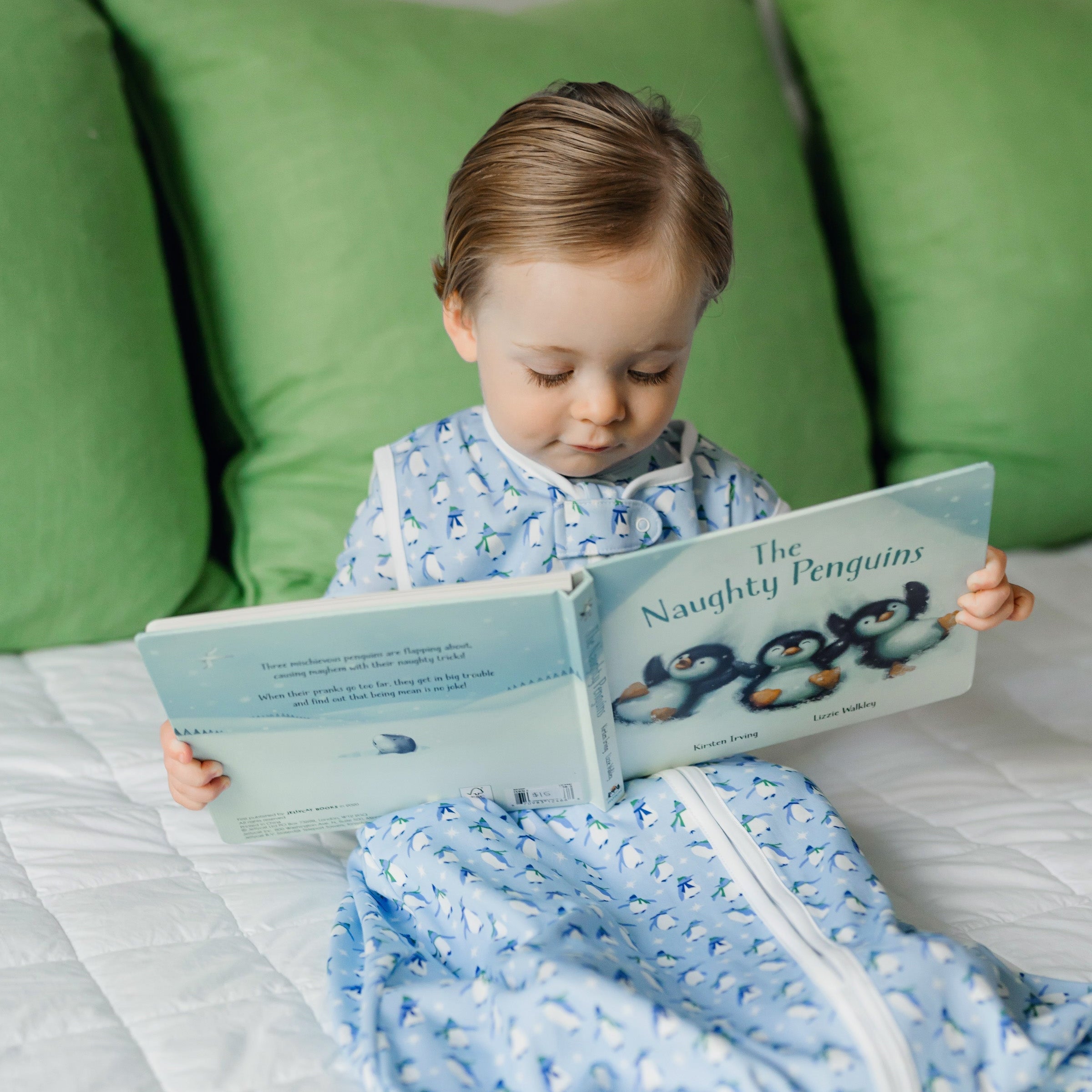Wearable Boys' Blanket - Penguin Party Blue