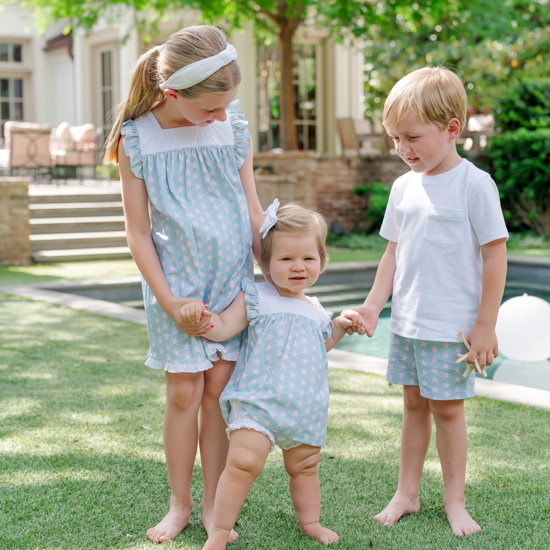 Annie Girls' Bloomer Set - Seaside Starfish designer outfit for kids