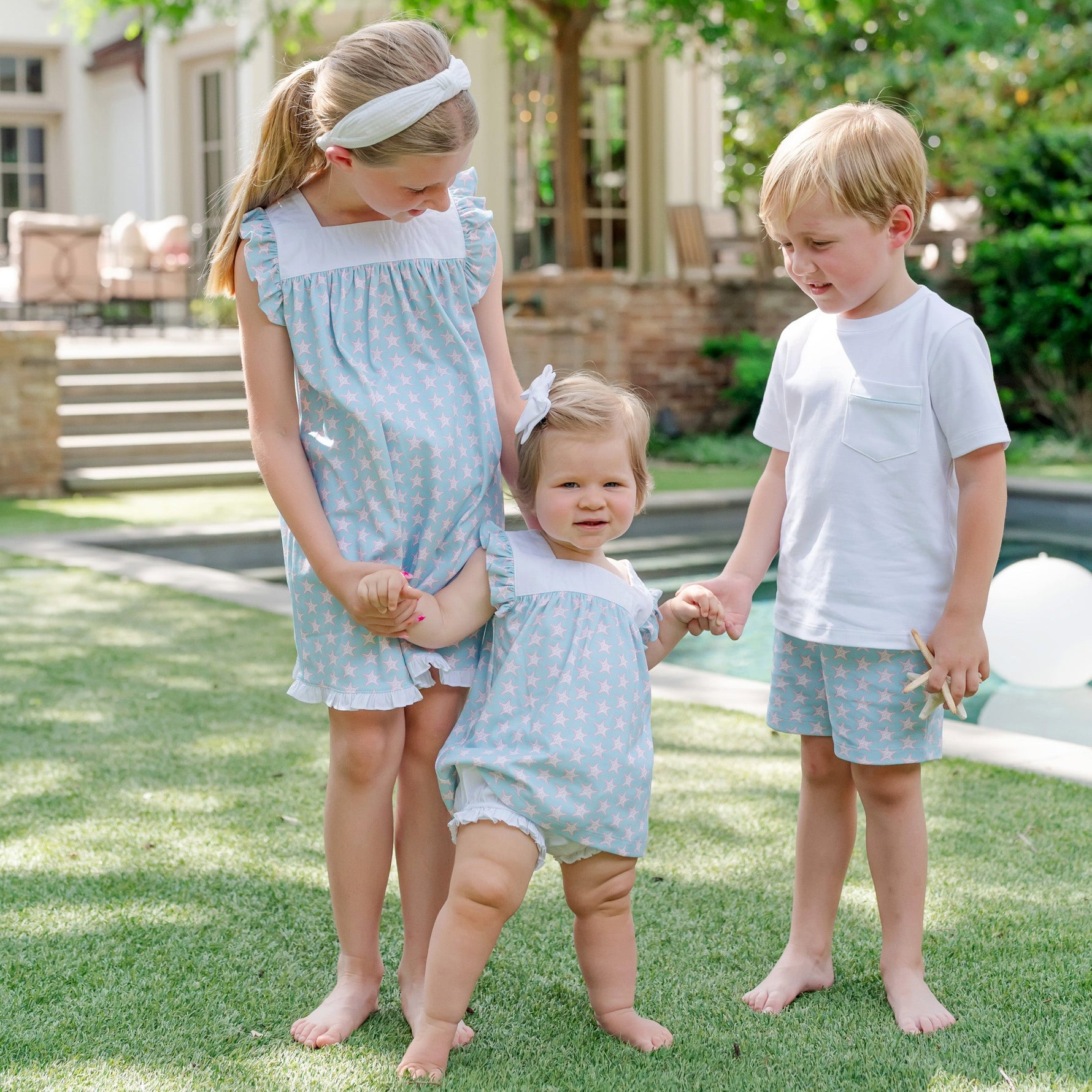 Caroline Girls' Dress - Seaside Starfish designer outfit for kids